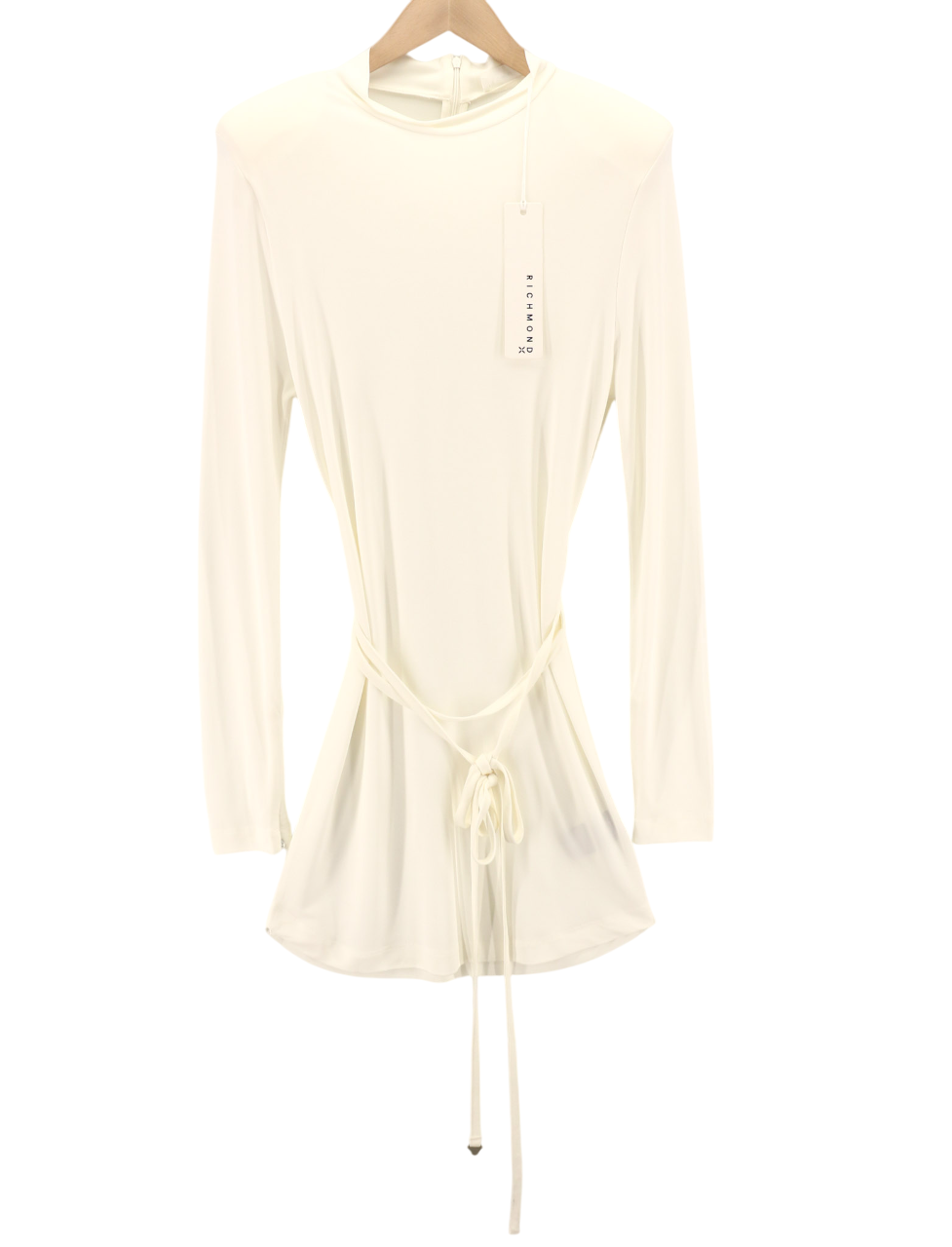 RICHMOND Women's Dress S White Long Sleeve Mock Neck Logo Mini
