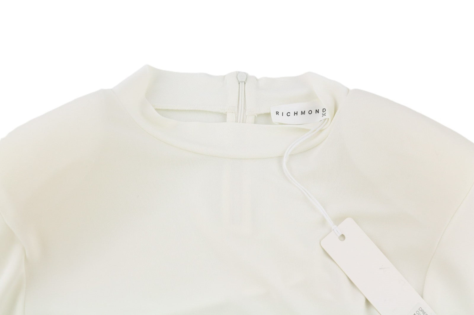 RICHMOND Women's Dress S White Long Sleeve Mock Neck Logo Mini