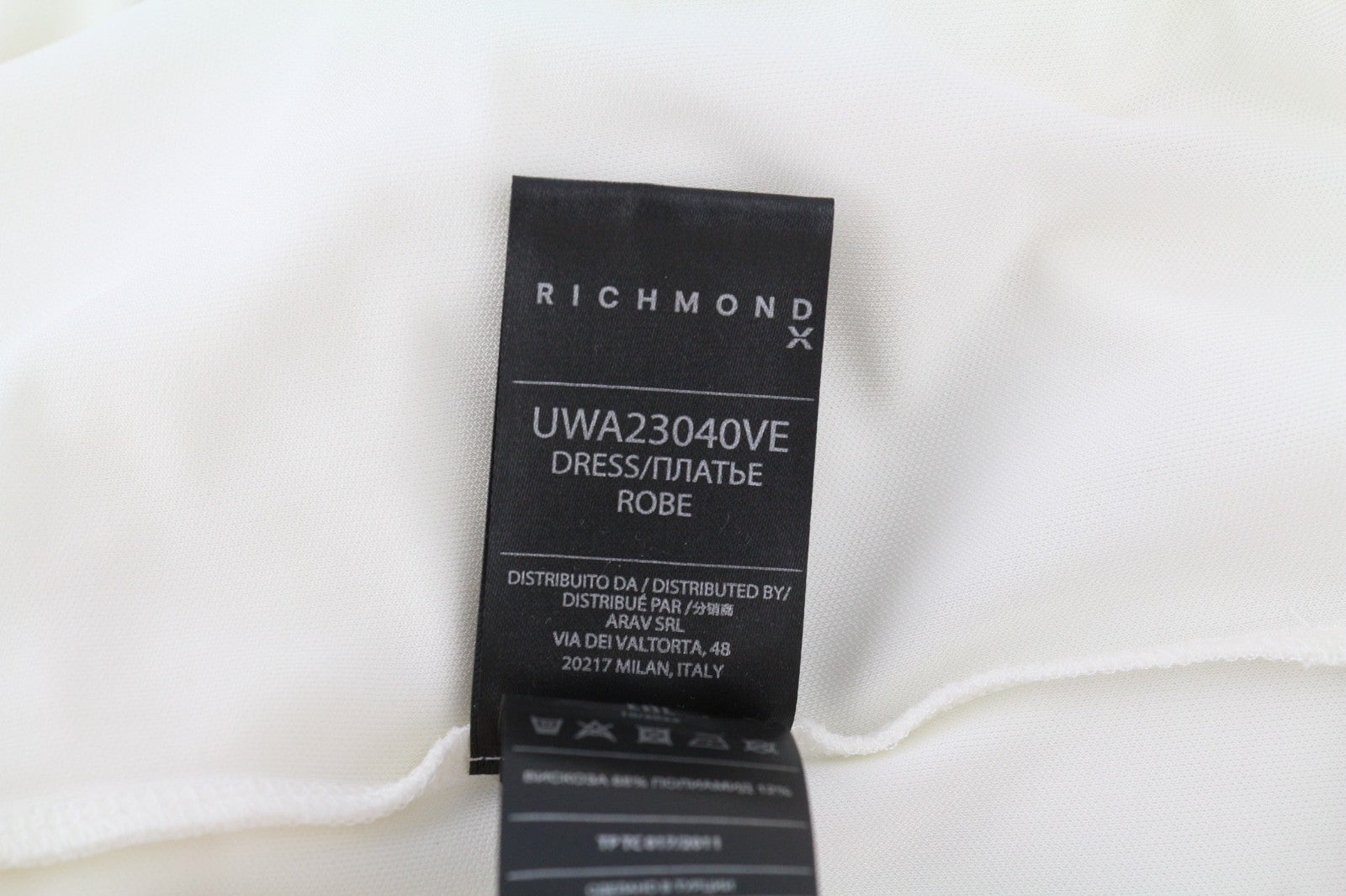 RICHMOND Women's Dress S White Long Sleeve Mock Neck Logo Mini