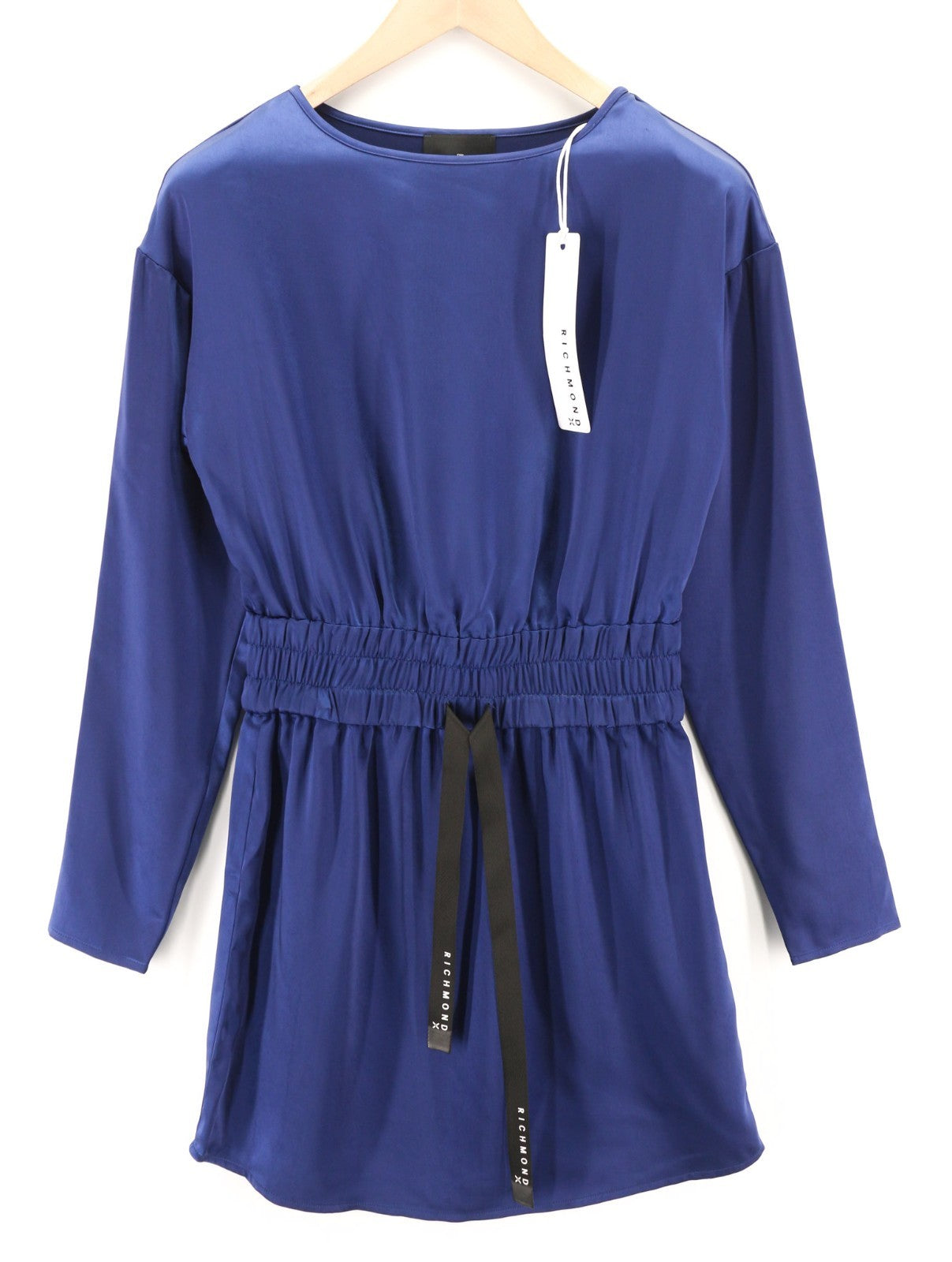 JOHN RICHMOND Women's Dress ~S Blue Elastic Waist Long Sleeve Mini