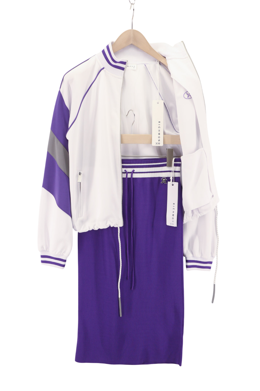 JOHN RICHMOND Women's Set S Violet Zip Sweatshirt & Knee Skirt