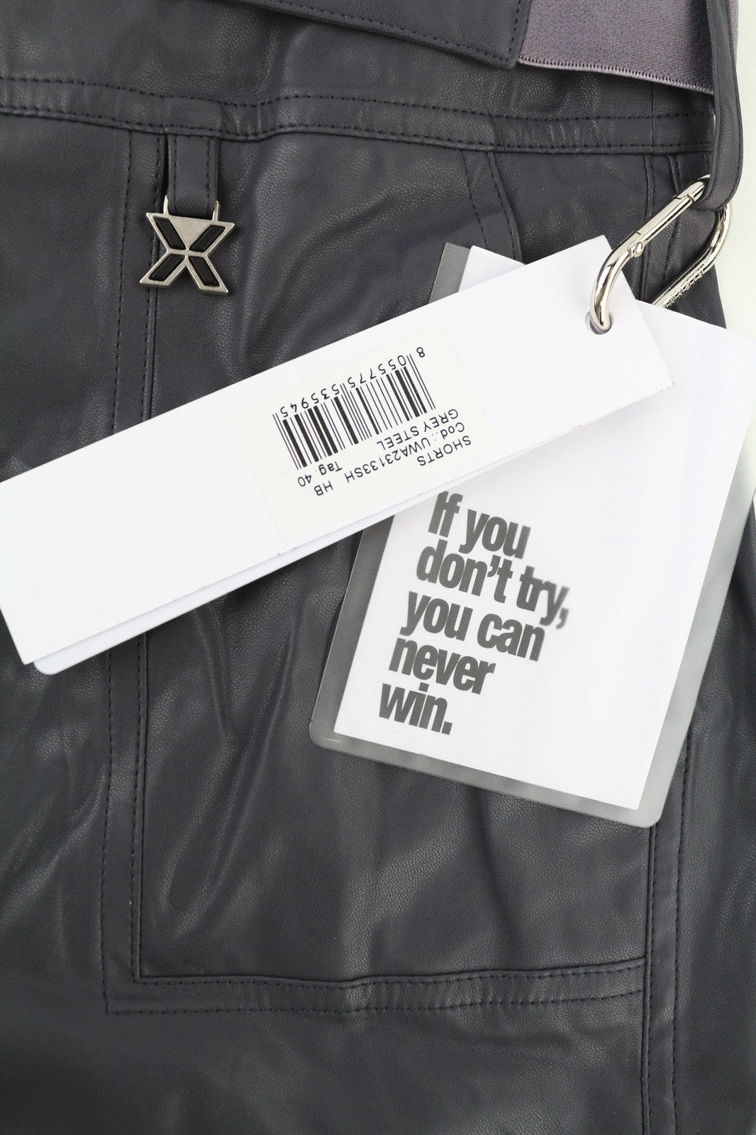 JOHN RICHMOND Women's Shorts S Grey Coated High Rise Belted Pockets