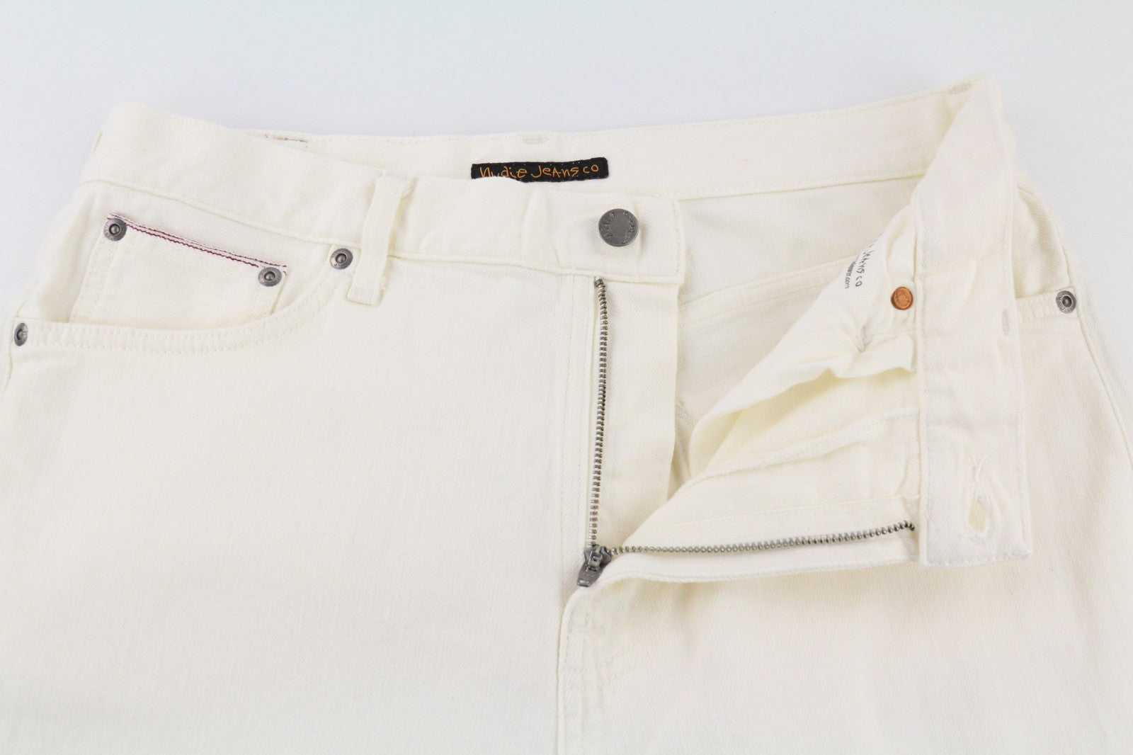 NUDIE JEANS Brute Knut vyriški džinsai W31/L28 Selvedge Anti-Fit Stretch Ecru 