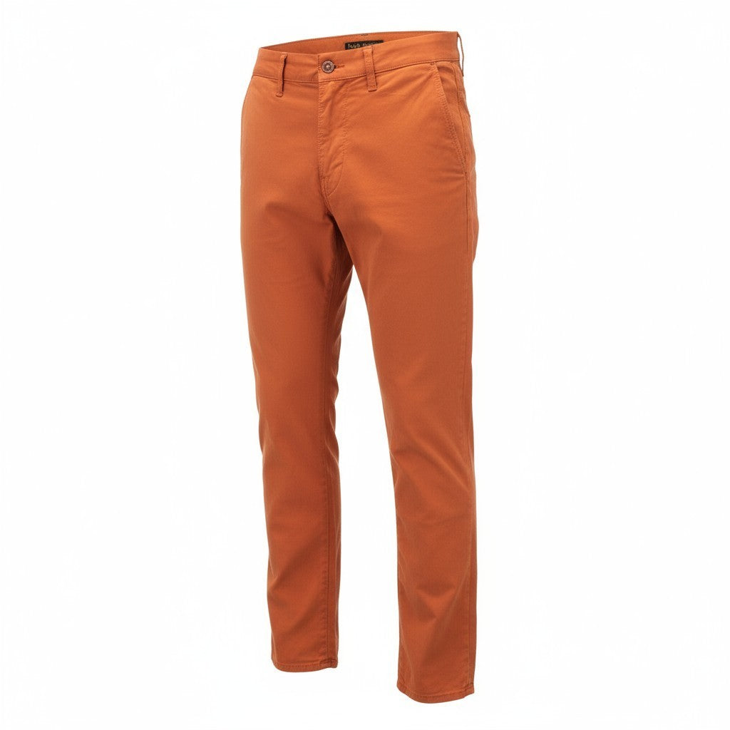 NUDIE JEANS Khaki Men's Trousers W29/L32 Slim Stretch Warm Orange
