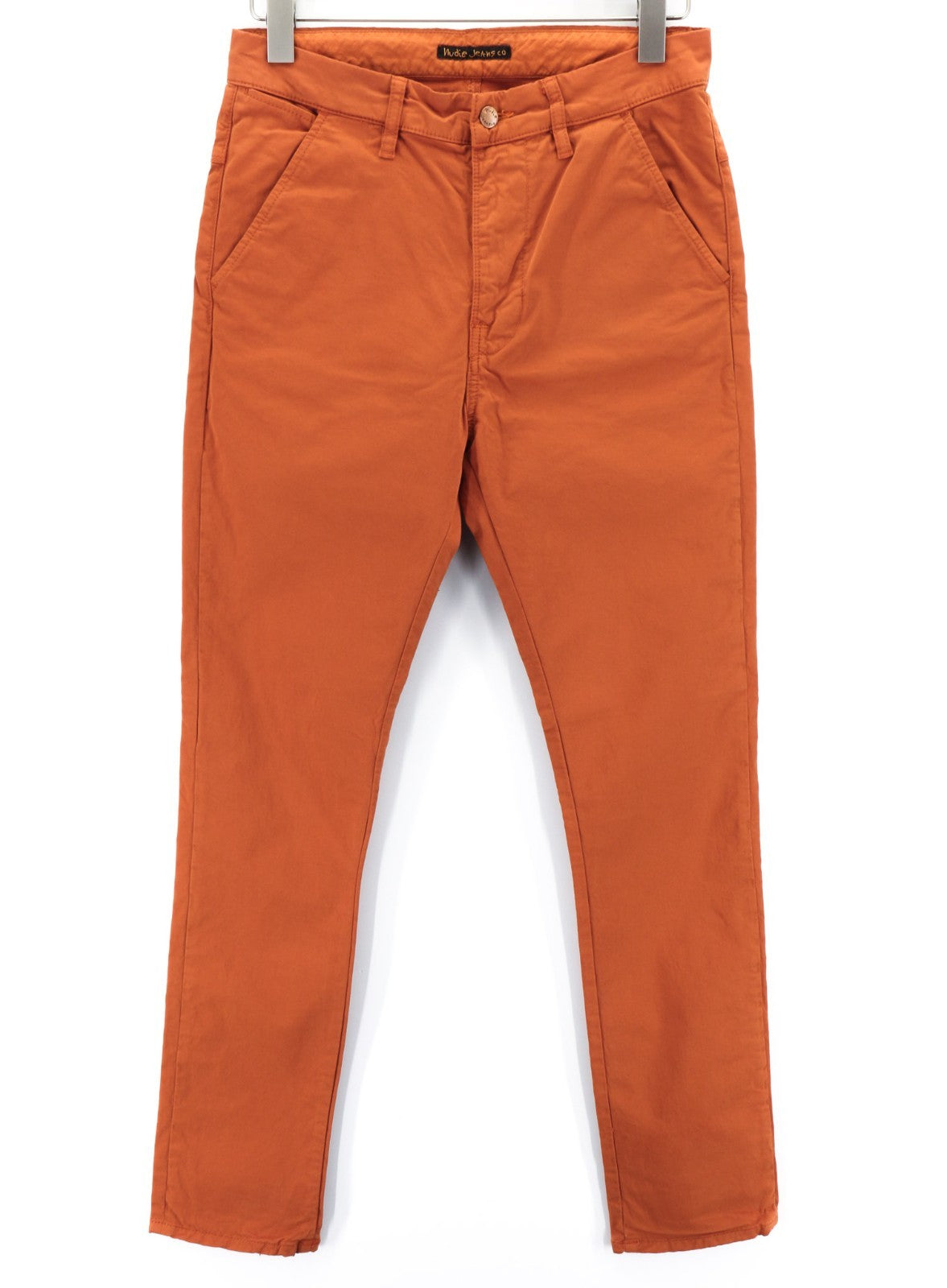 NUDIE JEANS Khaki Men's Trousers W29/L32 Slim Stretch Warm Orange