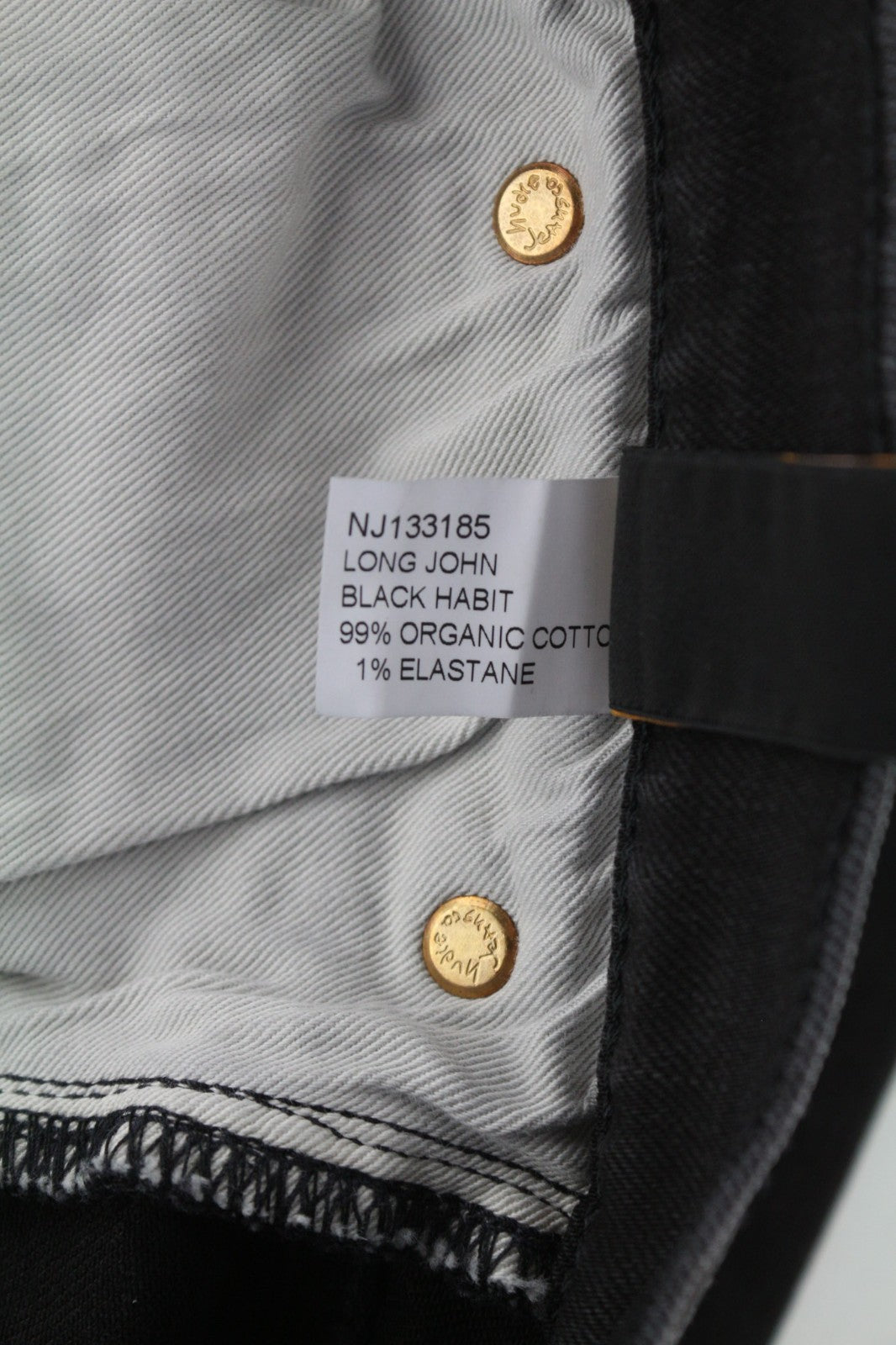 NUDIE JEANS Long John Men's Jeans W28/L32 Slim Stretch Black Denim