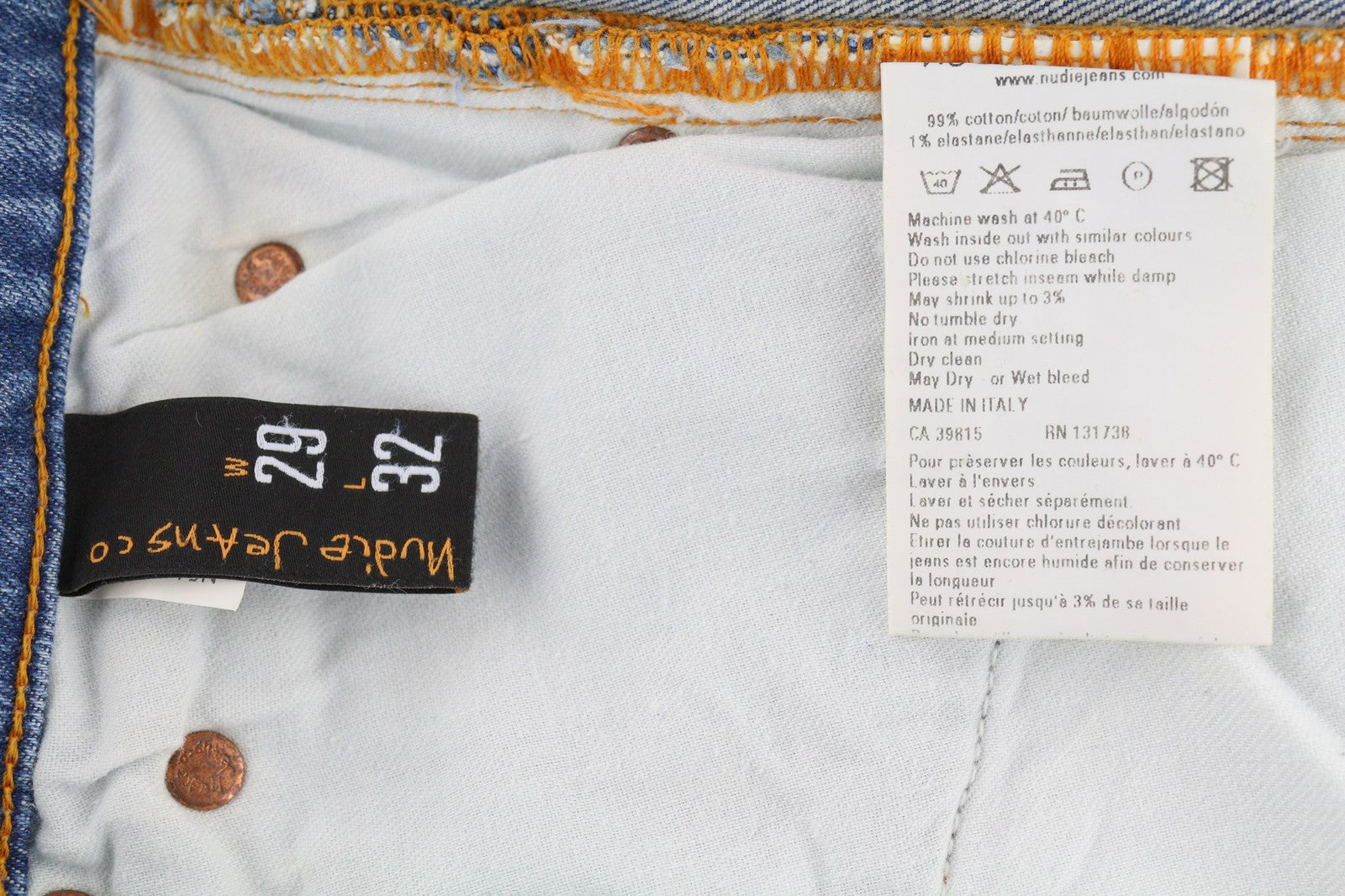 NUDIE JEANS Vyriški „High Kai“ džinsai W29/L32 Skinny Stretch, mėlyni, skalbinių spalvos 