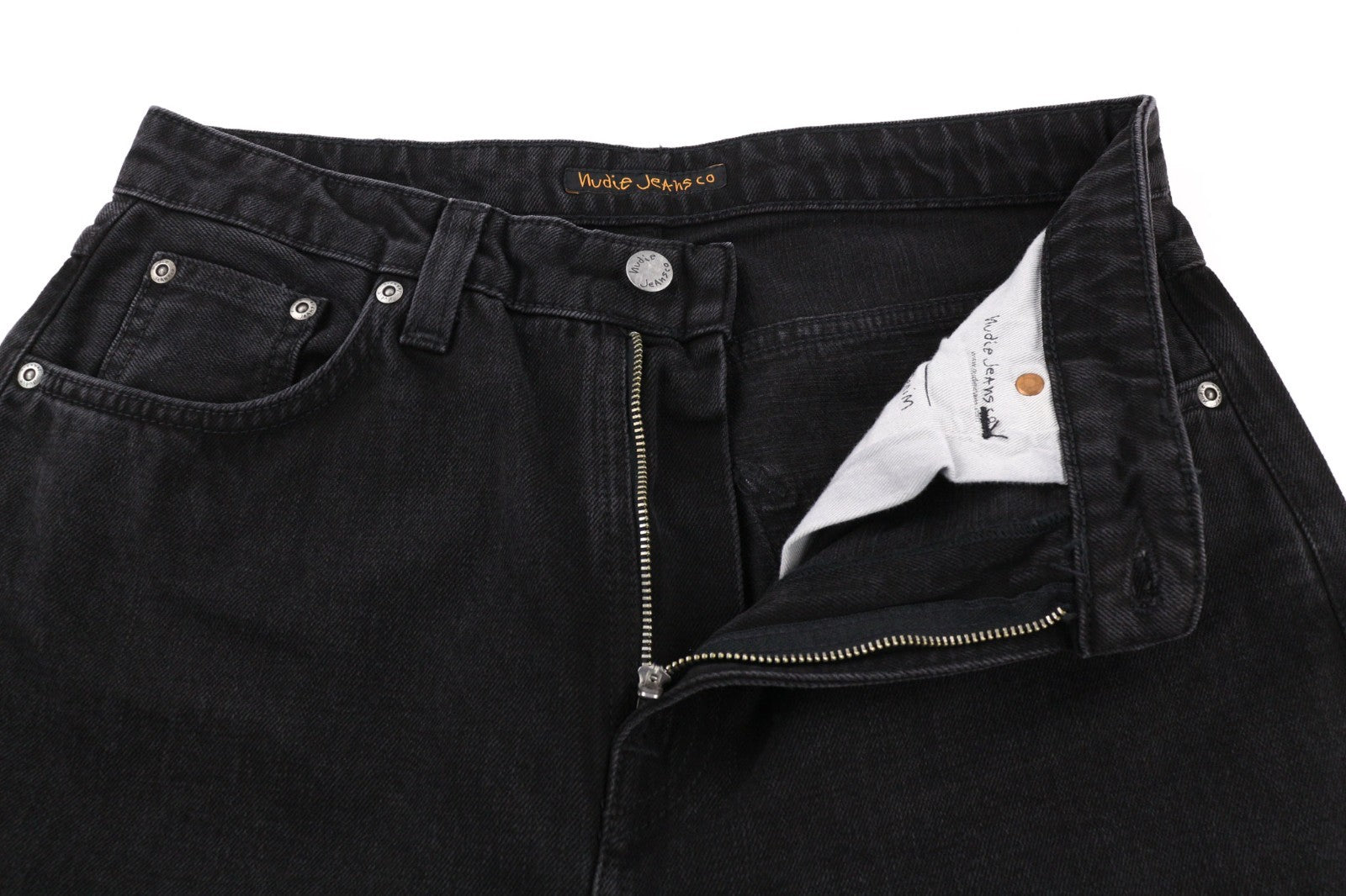 NUDIE JEANS Breezy Brit moteriški džinsai W31/L28 aukštu liemeniu siaurėjantys juodi 