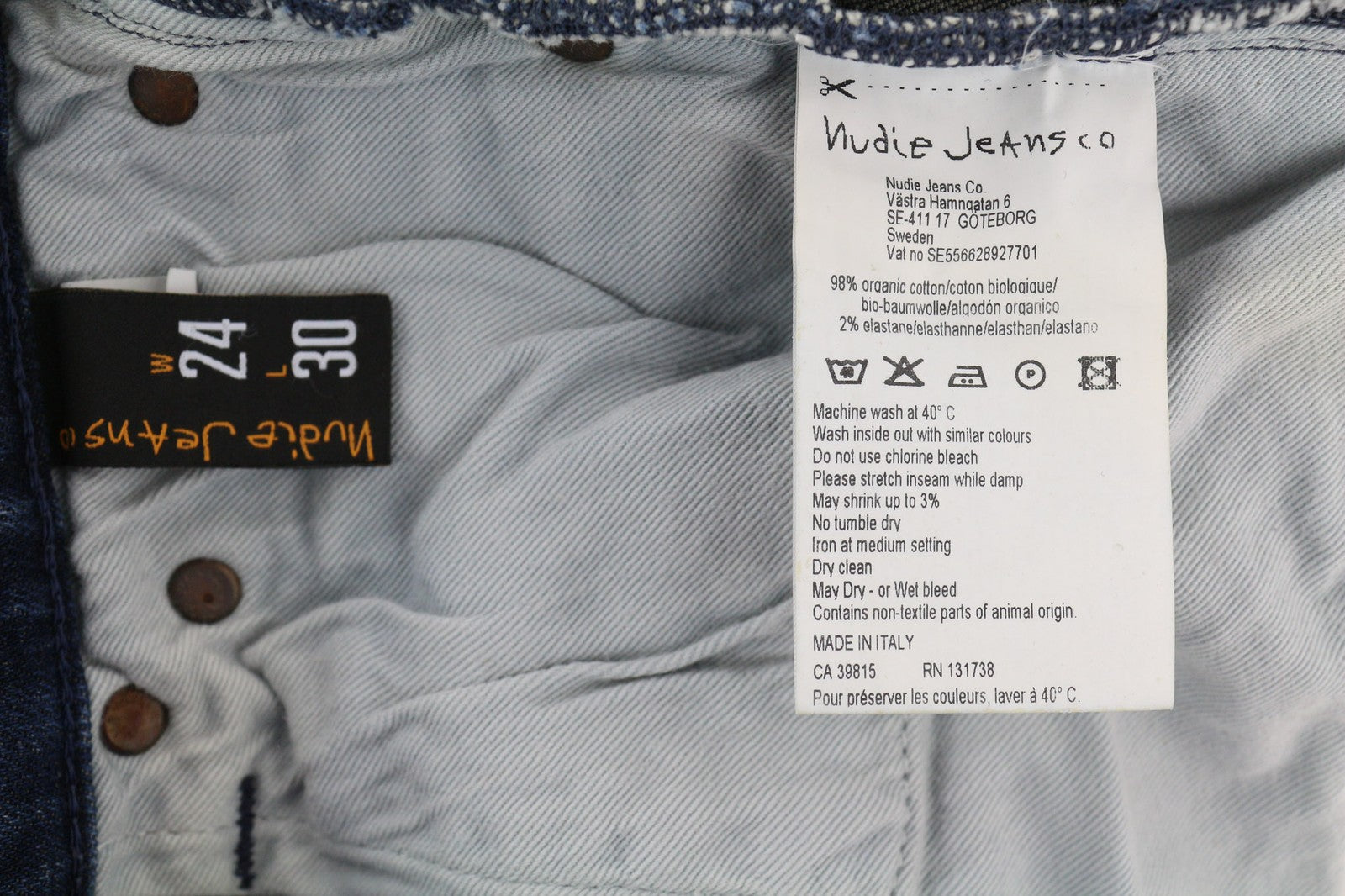 NUDIE JEANS High Kai Women's Jeans W24/L30 Slim Stretch Blue Wash