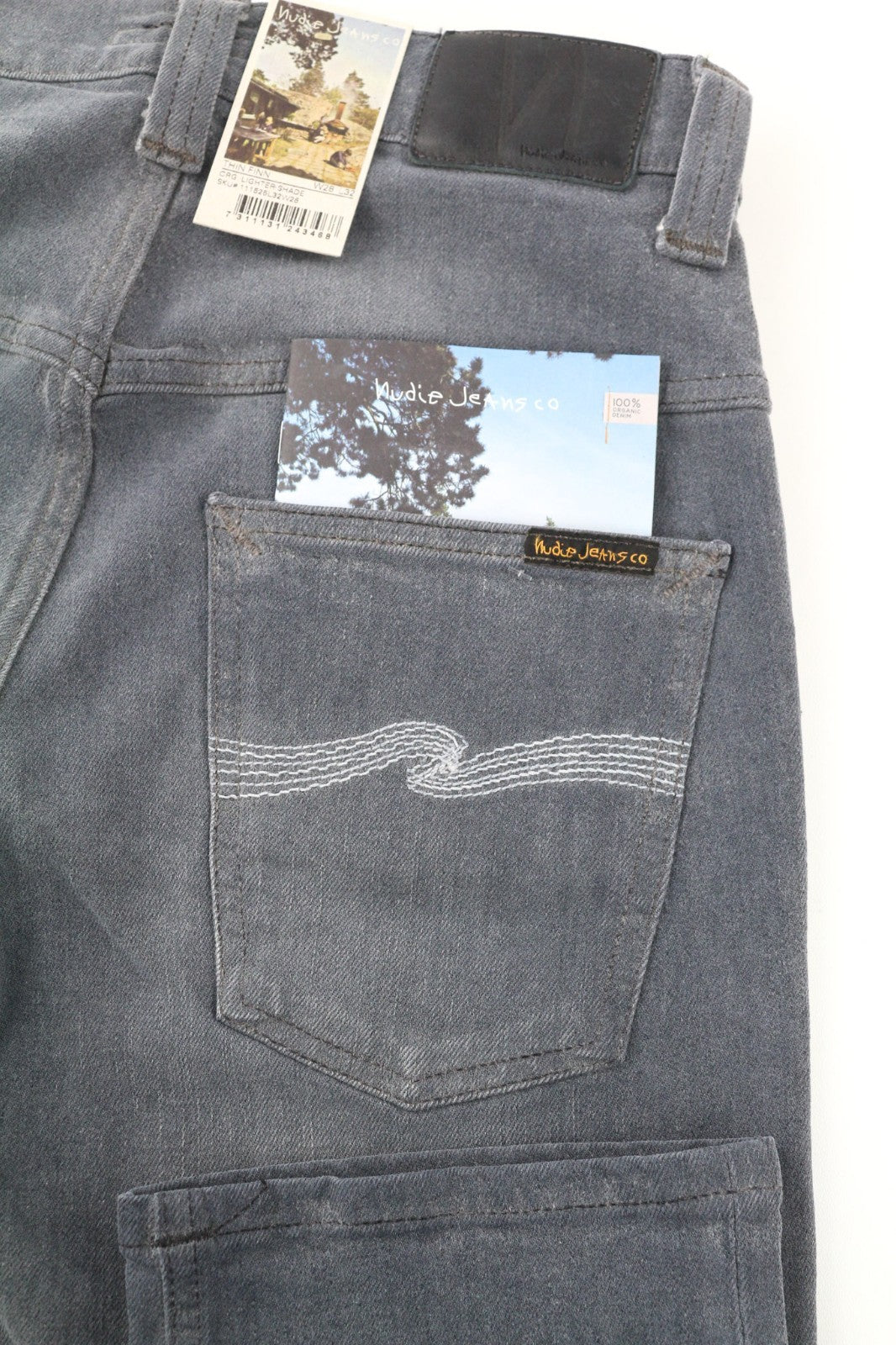 NUDIE JEANS Thin Finn Men's Jeans W28/L32 Slim Stretch Washed Grey