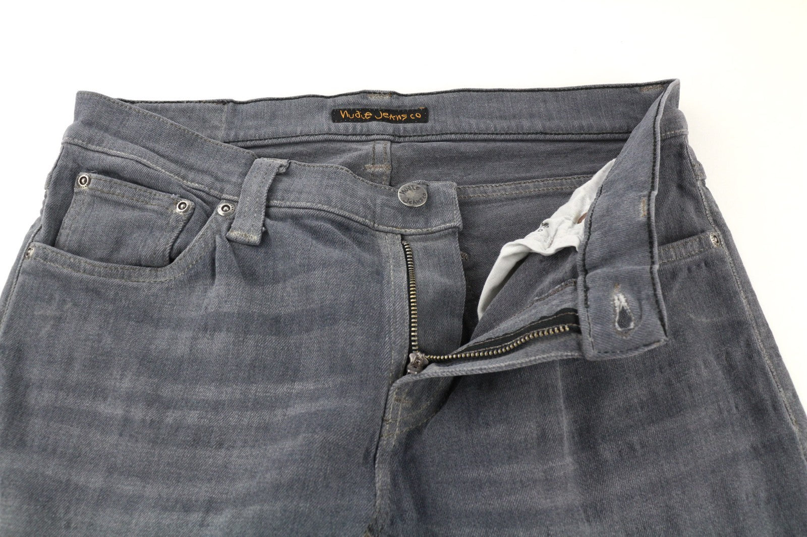 NUDIE JEANS Tight Long John Men's W30/L34 Charcoal Slim Organic Zip Denim