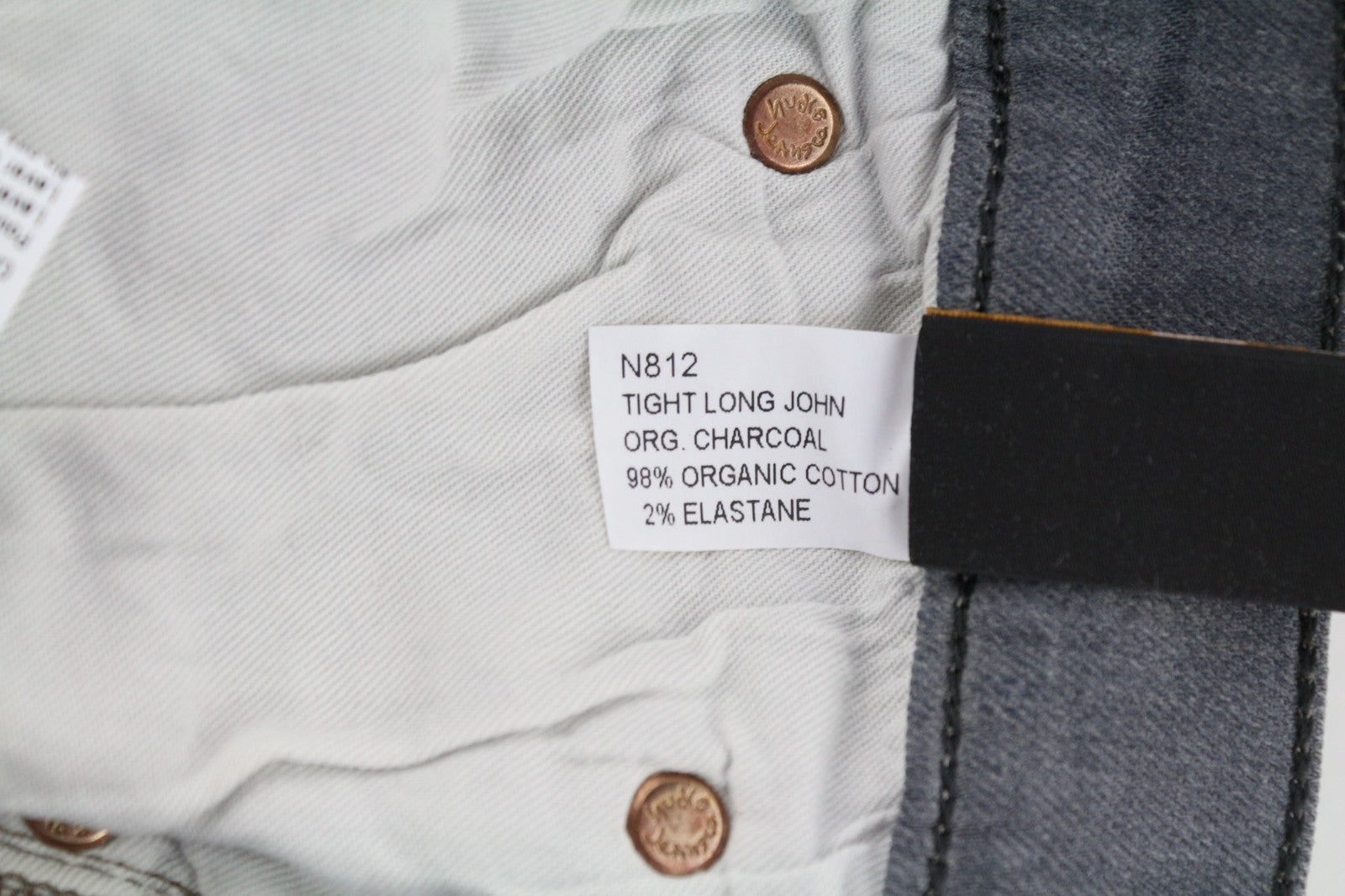 NUDIE JEANS Tight Long John Men's W30/L34 Charcoal Slim Organic Zip Denim