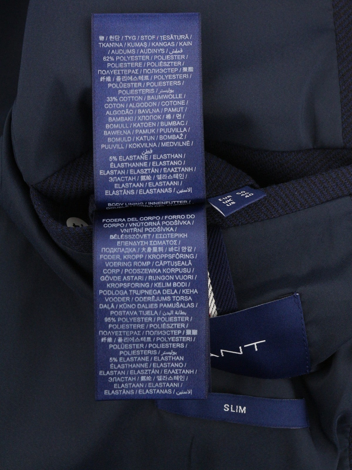 GANT Jersey Men Suit EU48 / EU50 Evening Blue Slim Single-Breasted Notch 2in1