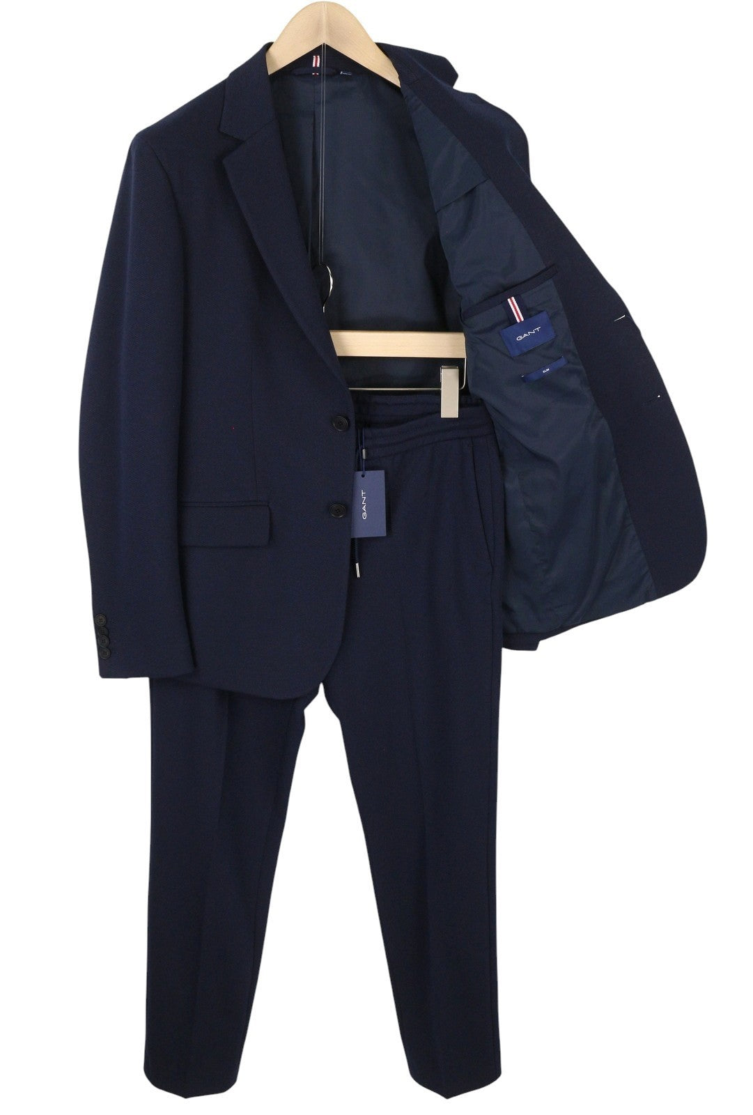 GANT Jersey Men Suit EU48 / EU50 Evening Blue Slim Single-Breasted Notch 2in1
