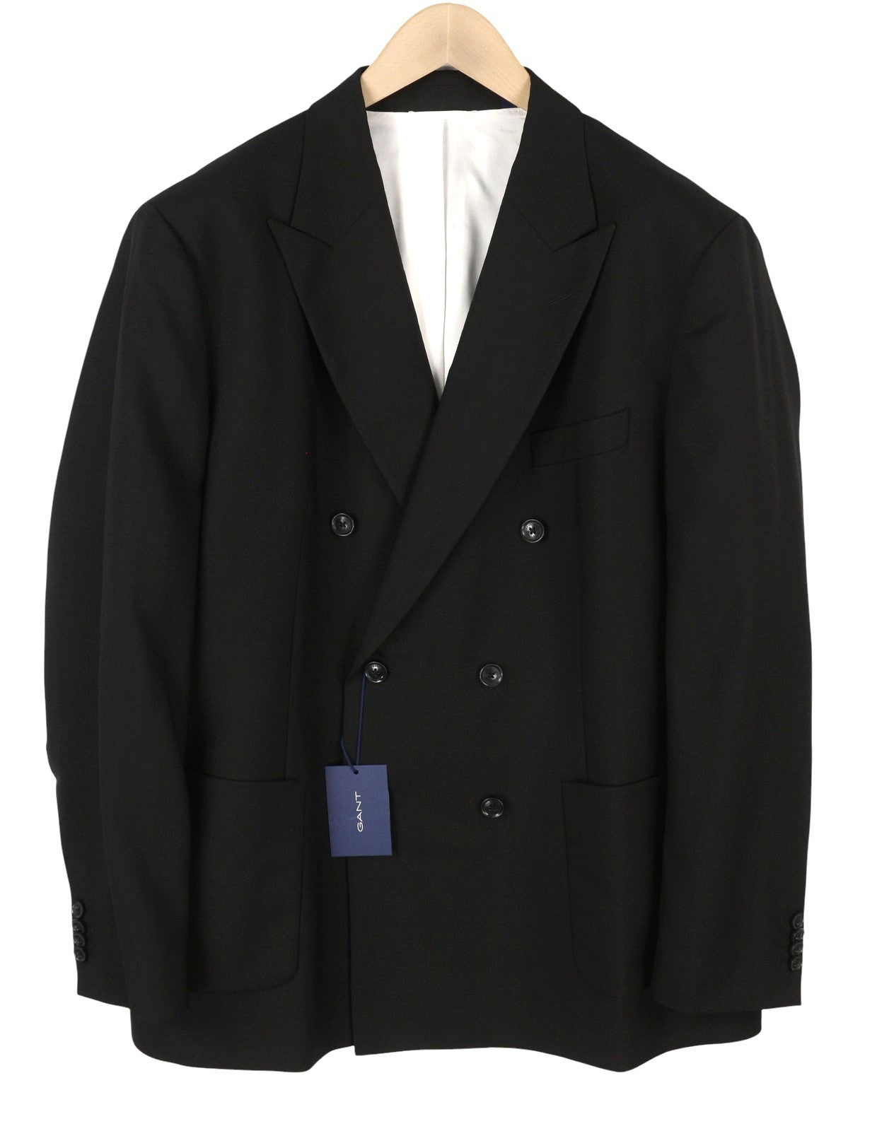 GANT DB vasarinis vyriškas kostiumas EU54 juodas vilnonis dvieilis smailus atvartas, 2 dalių 