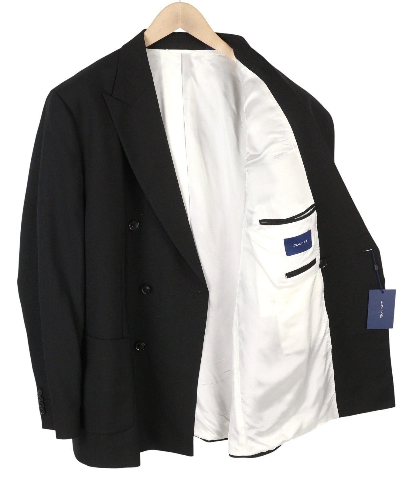 GANT DB vasarinis vyriškas kostiumas EU54 juodas vilnonis dvieilis smailus atvartas, 2 dalių 