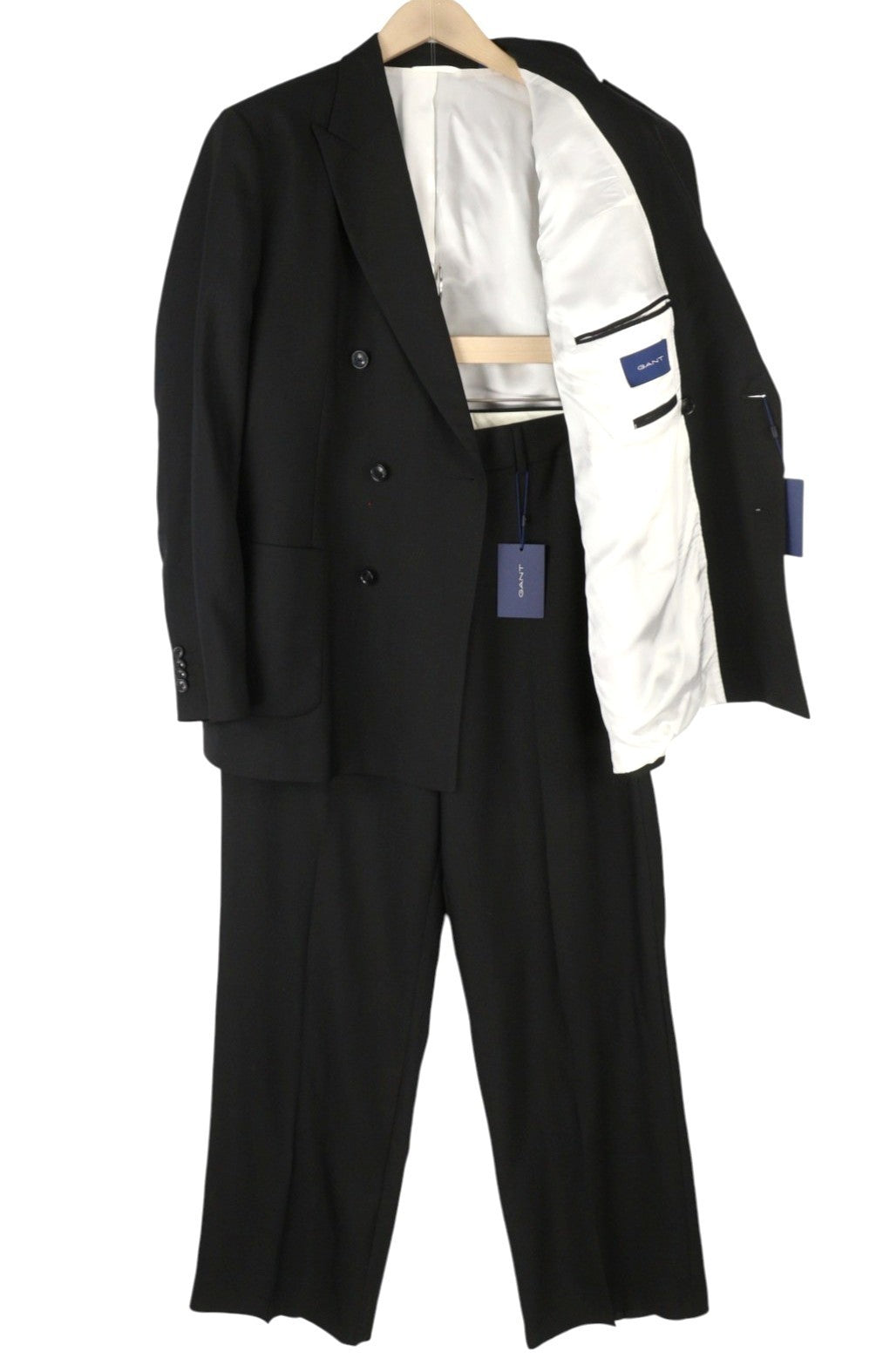 GANT DB vasarinis vyriškas kostiumas EU54 juodas vilnonis dvieilis smailus atvartas, 2 dalių 