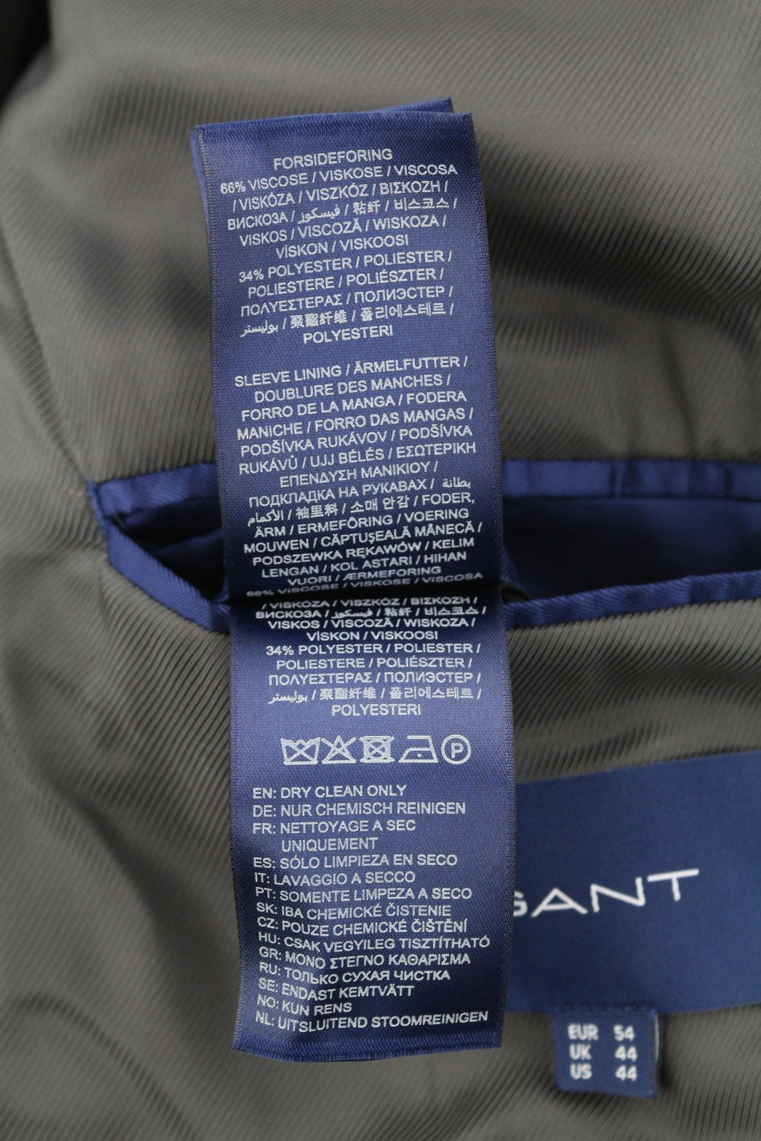 GANT flanelinis languotas vyriškas švarkas EU54 tamsiai pilko melanžo plonas vilnos mišinio švarkas su įpjova atvarte 