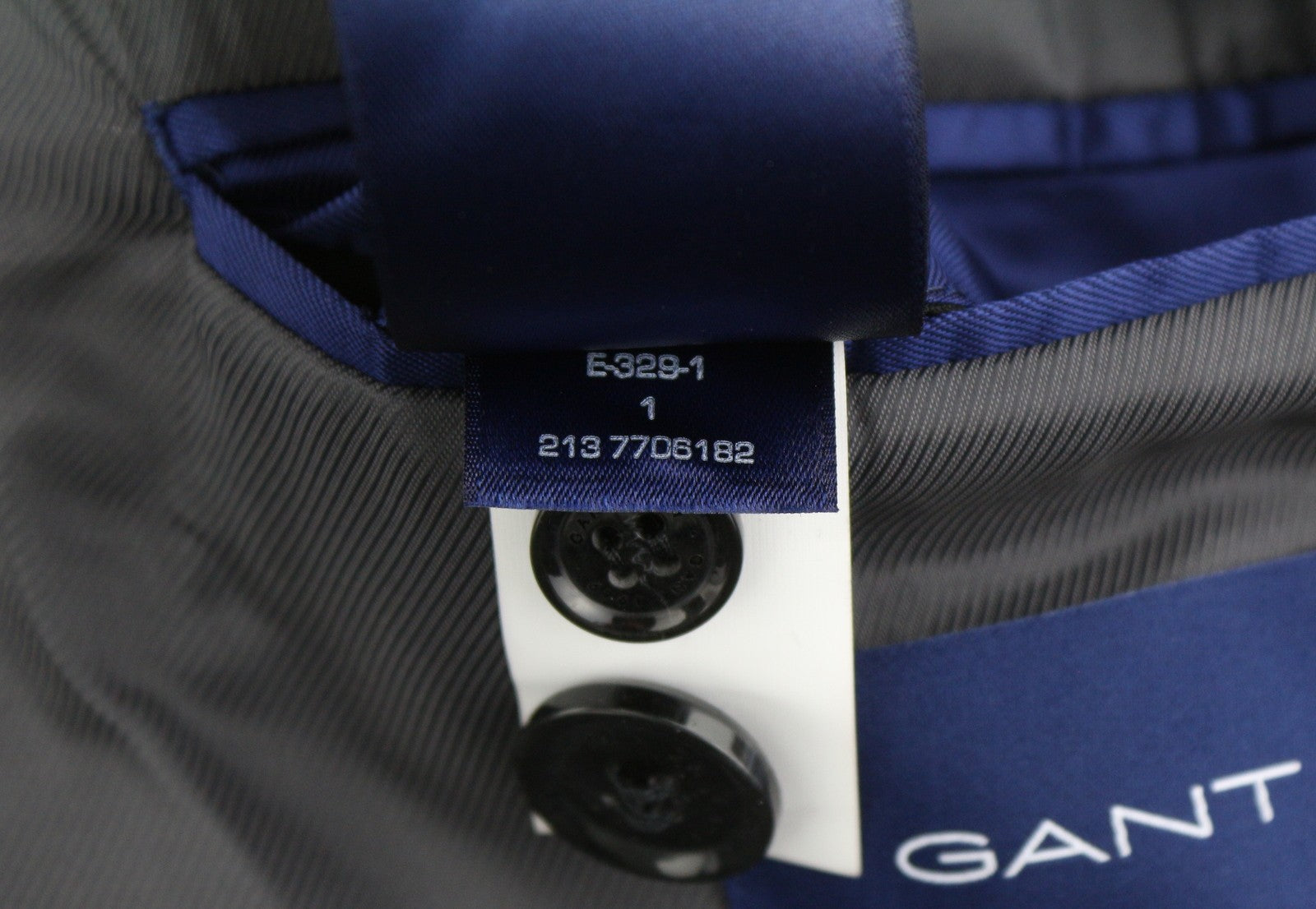 GANT flanelinis languotas vyriškas švarkas EU54 tamsiai pilko melanžo plonas vilnos mišinio švarkas su įpjova atvarte 