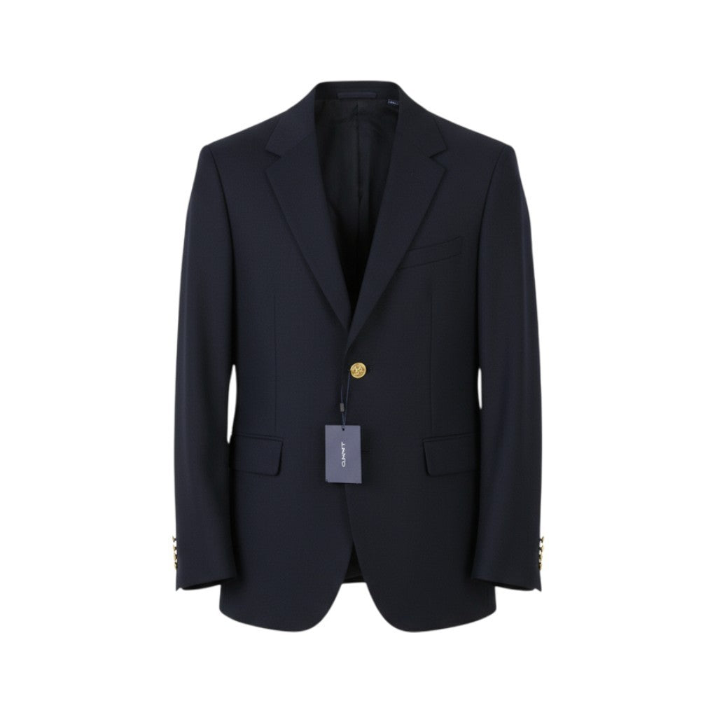 GANT Club Men Blazer EU48 Evening Blue Wool Blend Notch Single-Breasted RRP400
