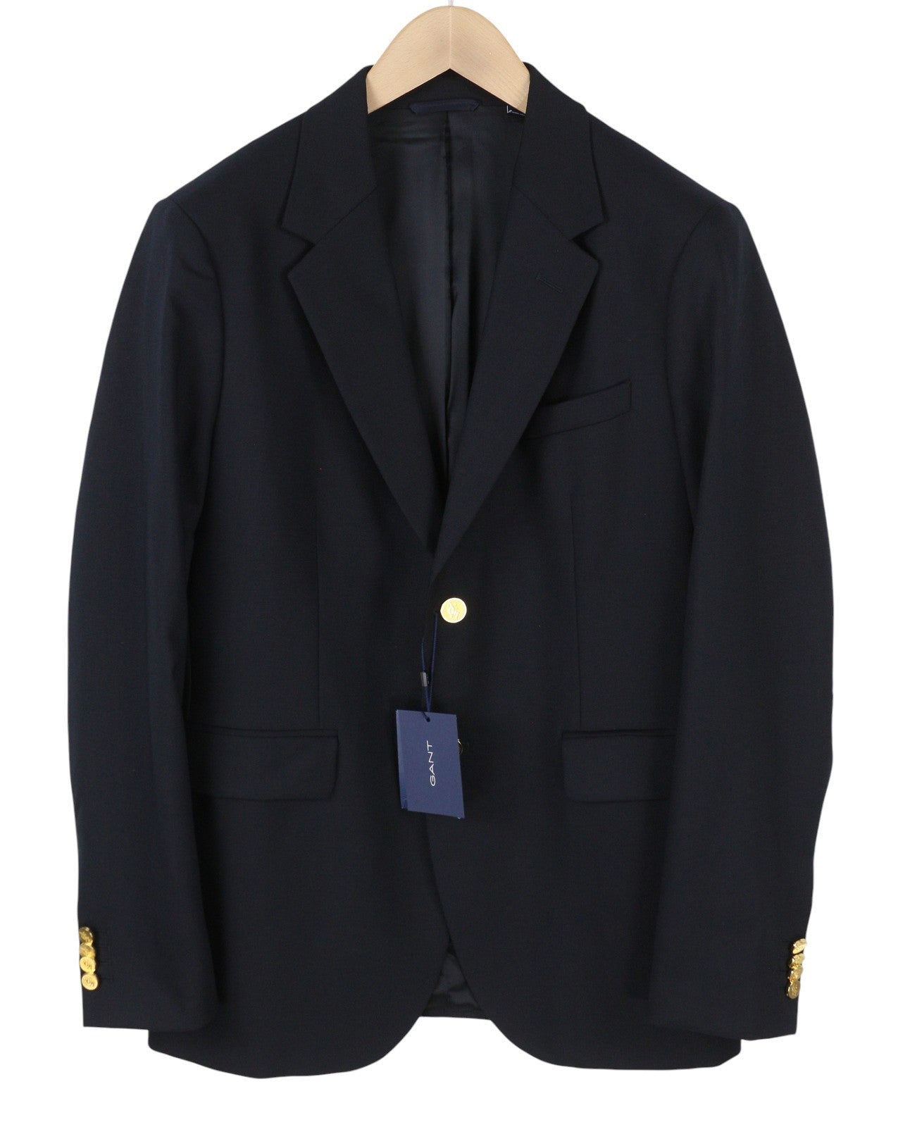 GANT Club Men Blazer EU48 Evening Blue Wool Blend Notch Single-Breasted RRP400