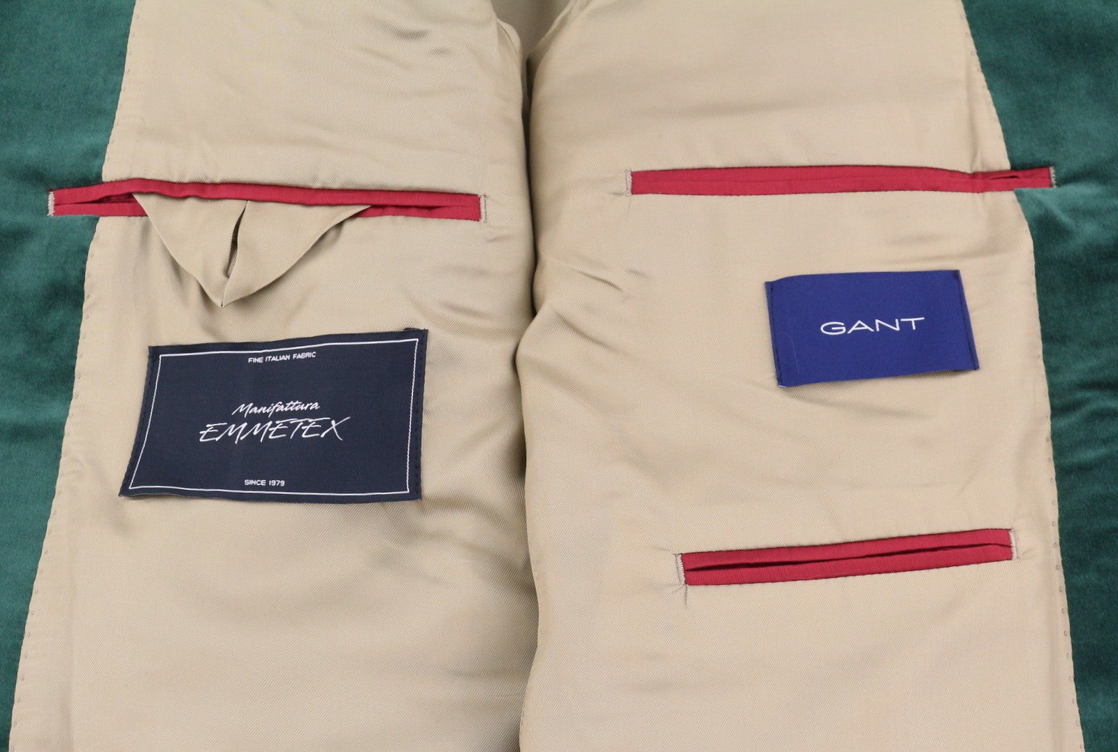 GANT Velvet Club Men Blazer EU54 Tartan Green Notch Lapel Single-Breasted RRP499