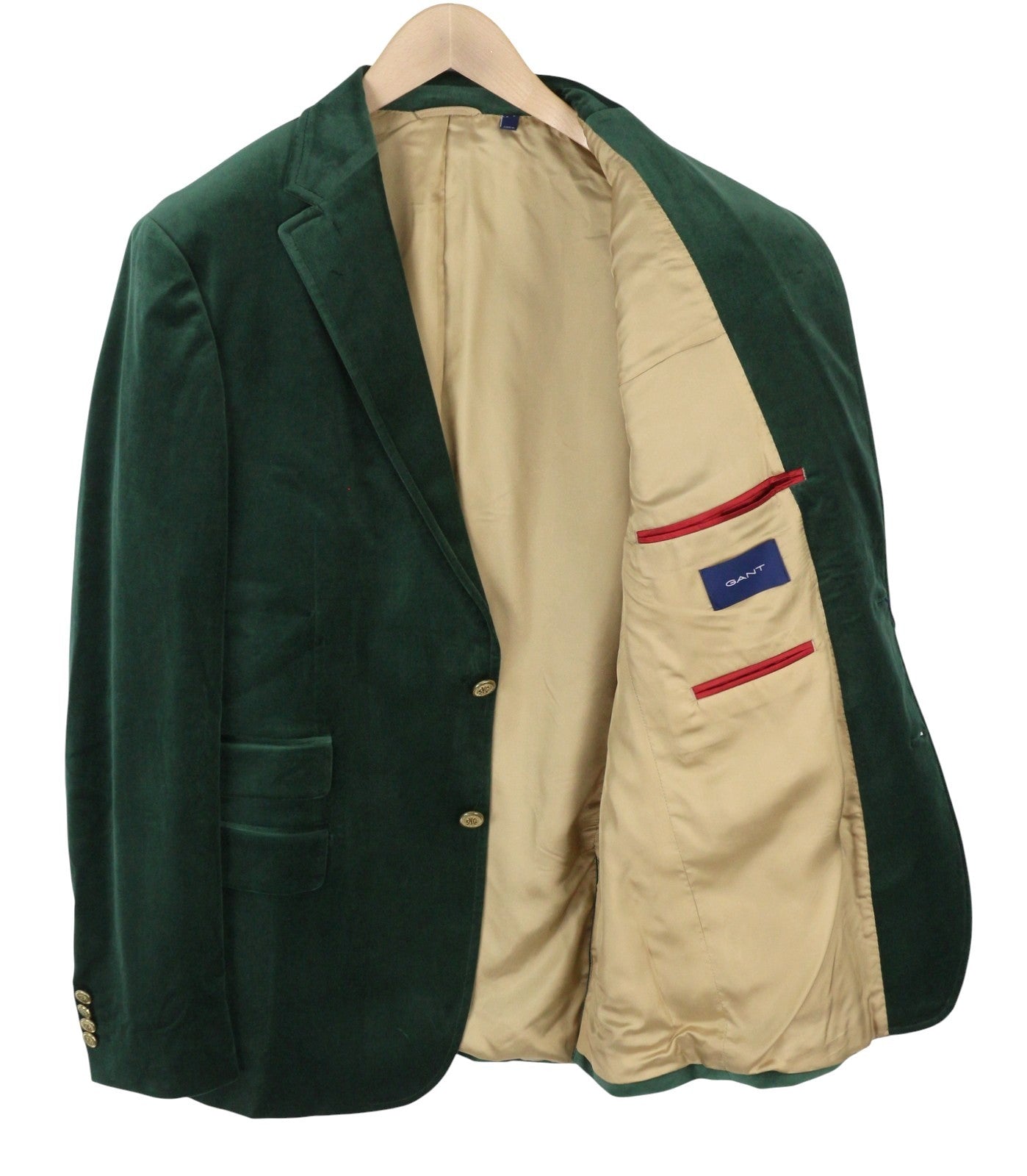 GANT Velvet Club Men Blazer EU54 Tartan Green Notch Lapel Single-Breasted RRP499