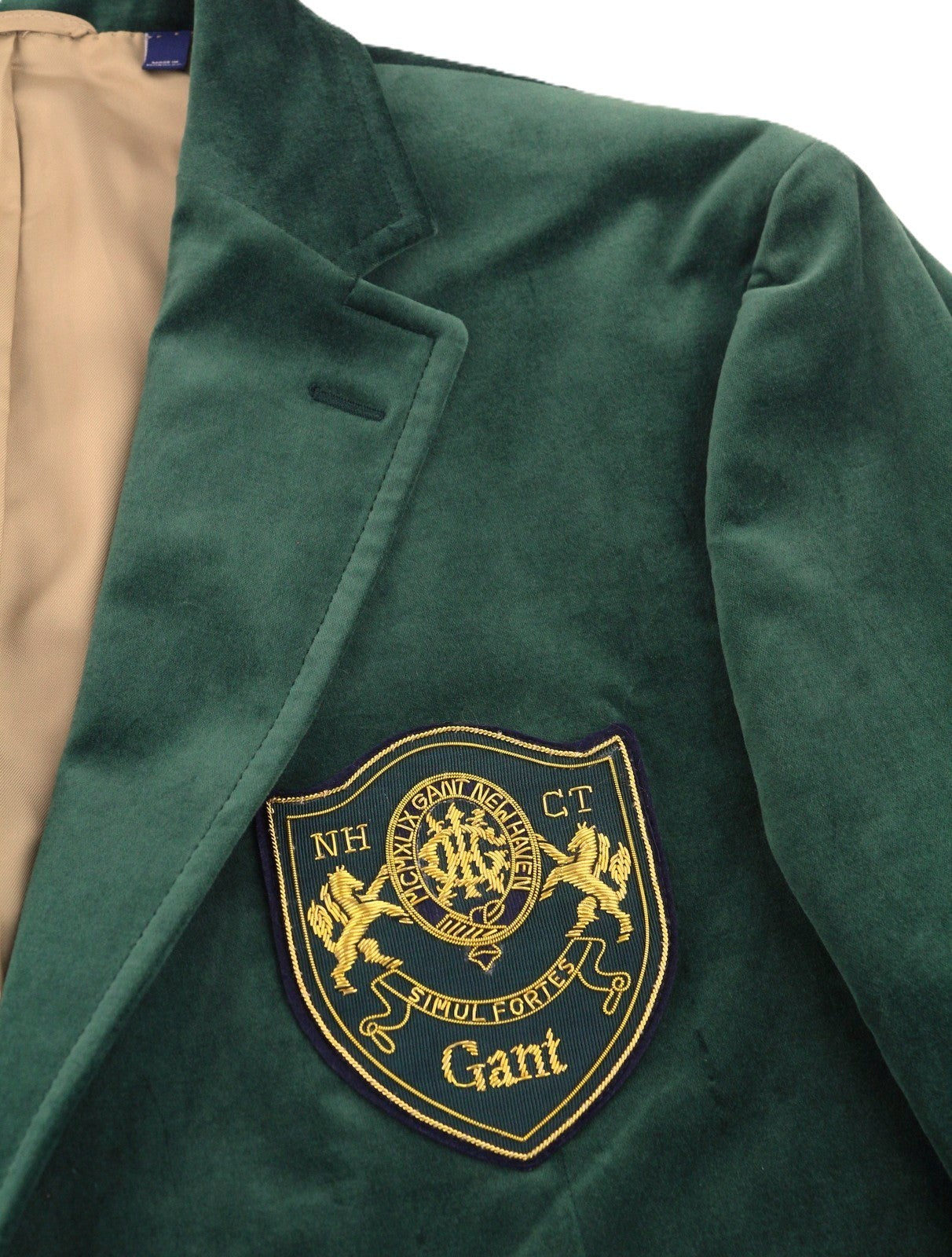 GANT Velvet Club Men Blazer EU54 Tartan Green Notch Lapel Single-Breasted RRP499