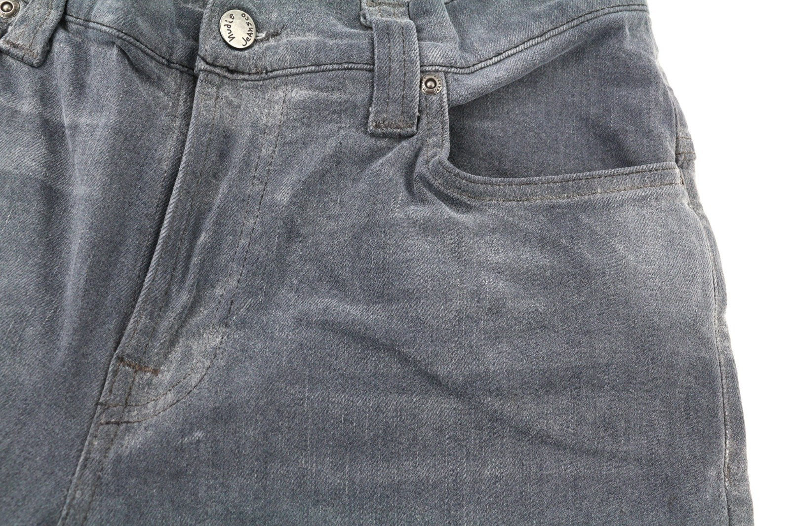 NUDIE JEANS ploni vyriški Finn džinsai W31/L32 Slim Fit pilkos spalvos skalbtos medvilnės mišinio 