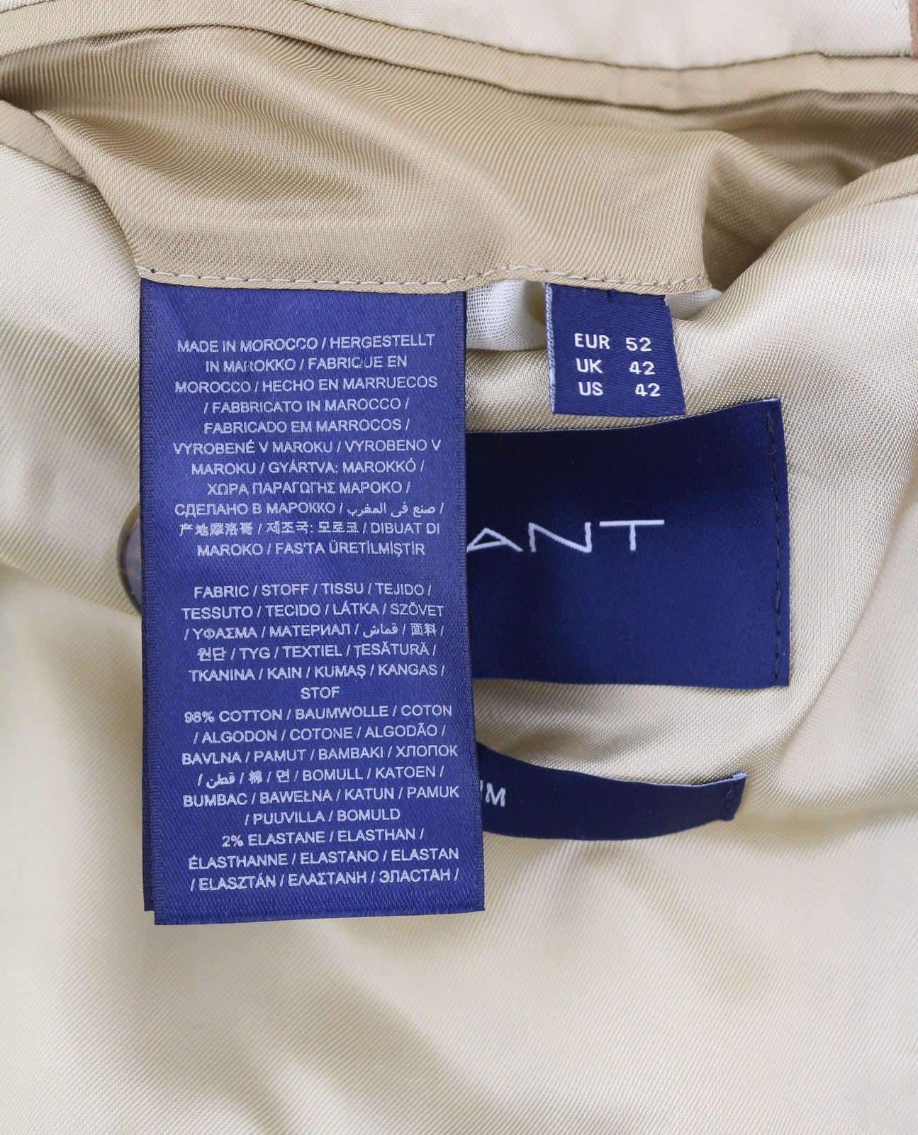 GANT virvelinis vyriškas švarkas EU52 roasted walnut Slim vienaeilis su įpjova atvarte pamušalu 