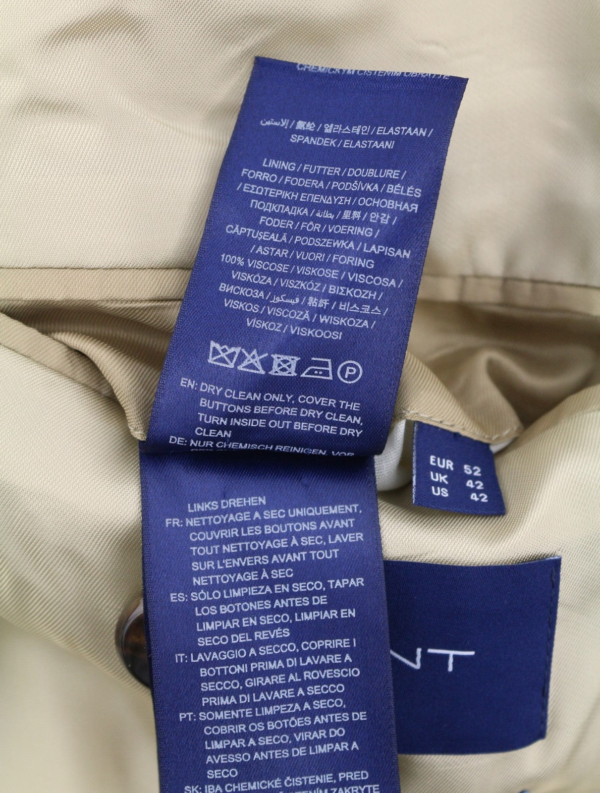 GANT virvelinis vyriškas švarkas EU52 roasted walnut Slim vienaeilis su įpjova atvarte pamušalu 