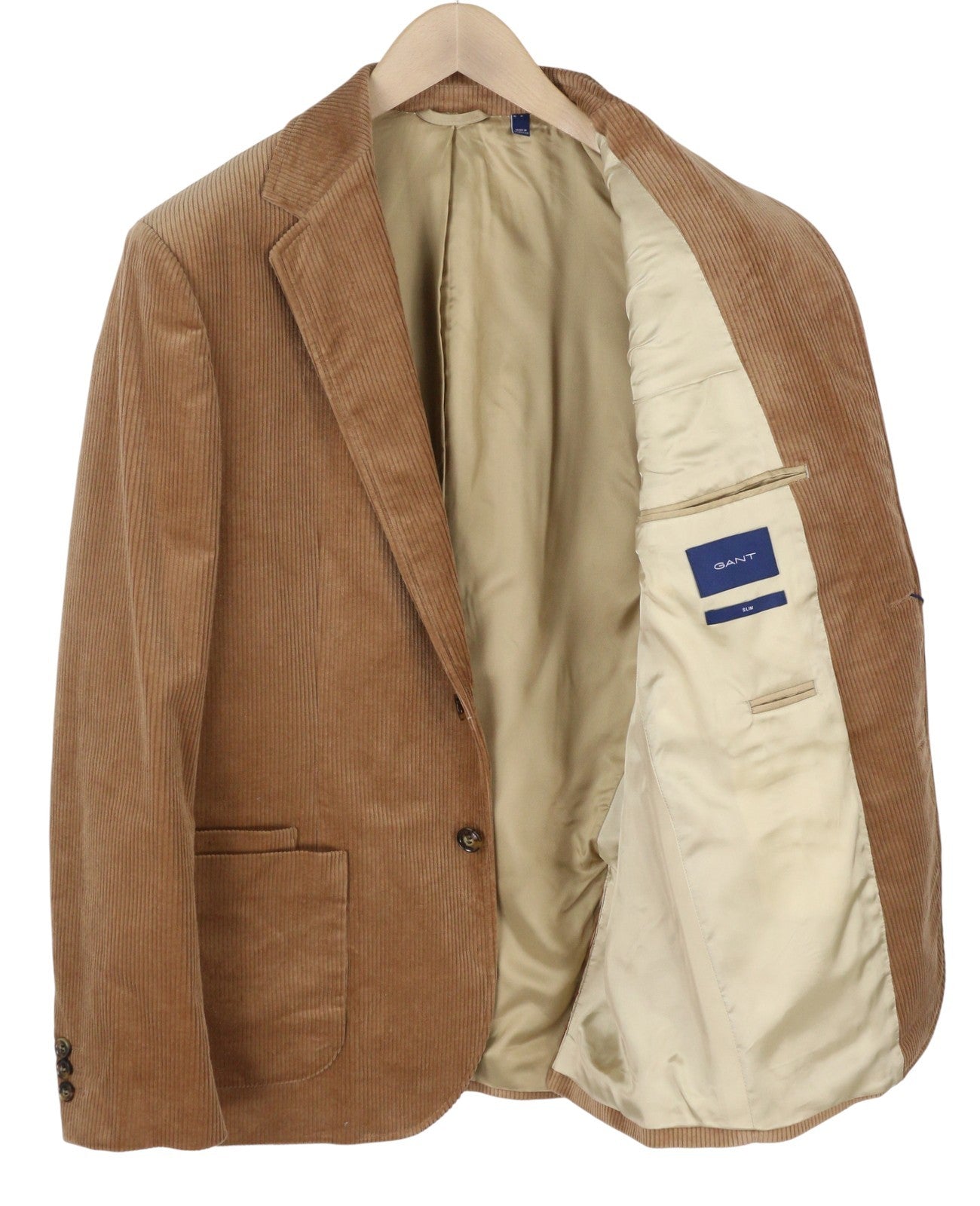 GANT Cord Men Blazer EU52 Roasted Walnut Slim Single-Breasted Notch Lapel Lined