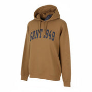 GANT MD. Fall Men Hoodie L Roasted Walnut Logo Cotton Blend Hooded Pullover