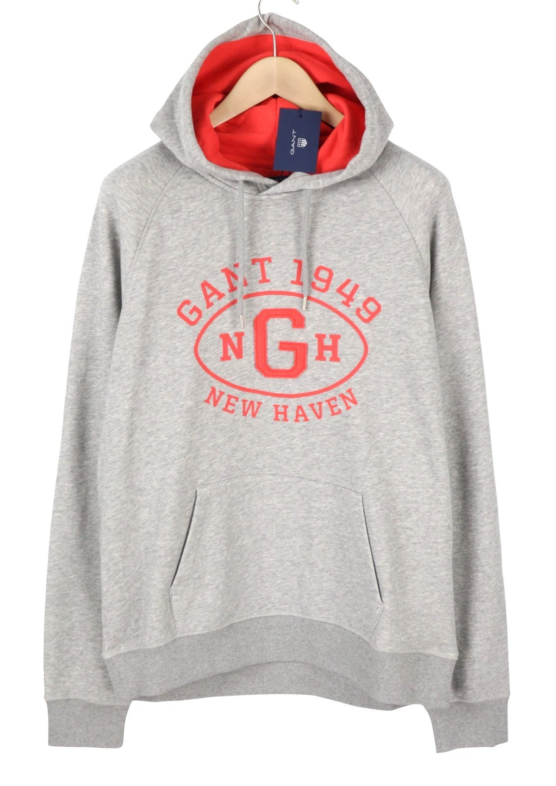GANT Graphic Sweat Men Hoodie 2XL Grey Melange Kangaroo Pocket Logo Pullover