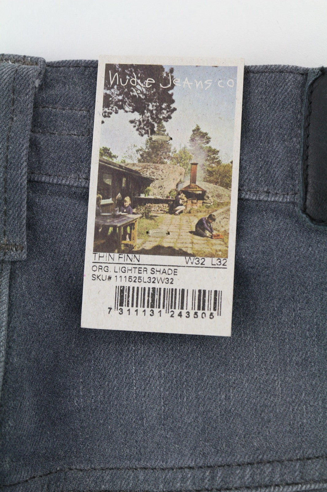 NUDIE JEANS Thin Finn Men's Jeans W32/L32 Slim Grey Cotton 5-Pocket Blend