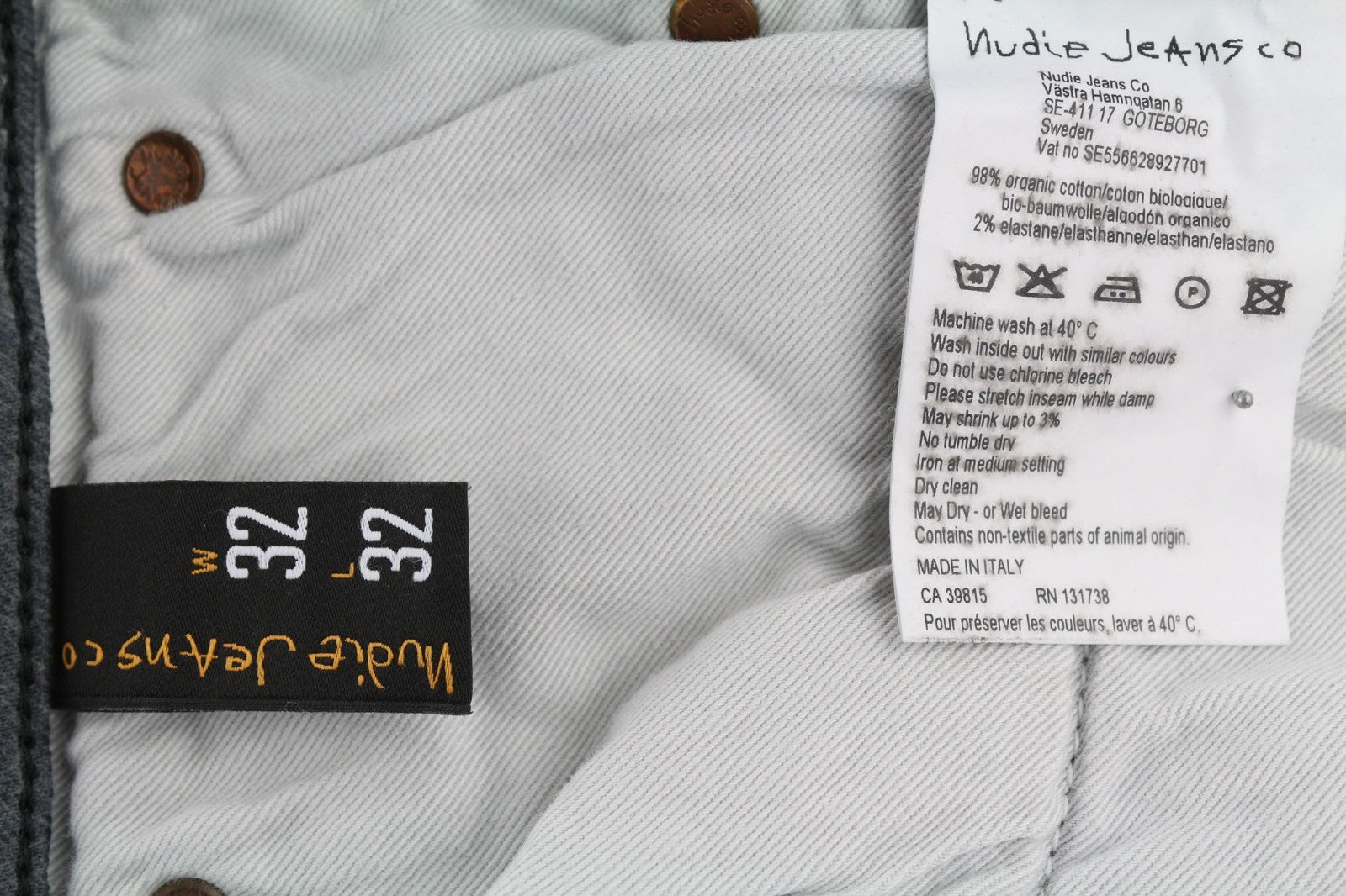 NUDIE JEANS Thin Finn Men's Jeans W32/L32 Slim Grey Cotton 5-Pocket Blend