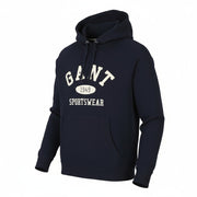 GANT Collegiate Sweat Men Hoodie L Evening Blue Cotton Kangaroo Pocket Pullover