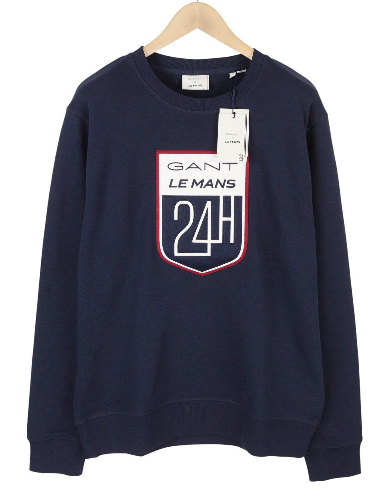 GANT X LE MANS C-Neck Men Sweatshirt 2XL Evening Blue Front Logo Pullover