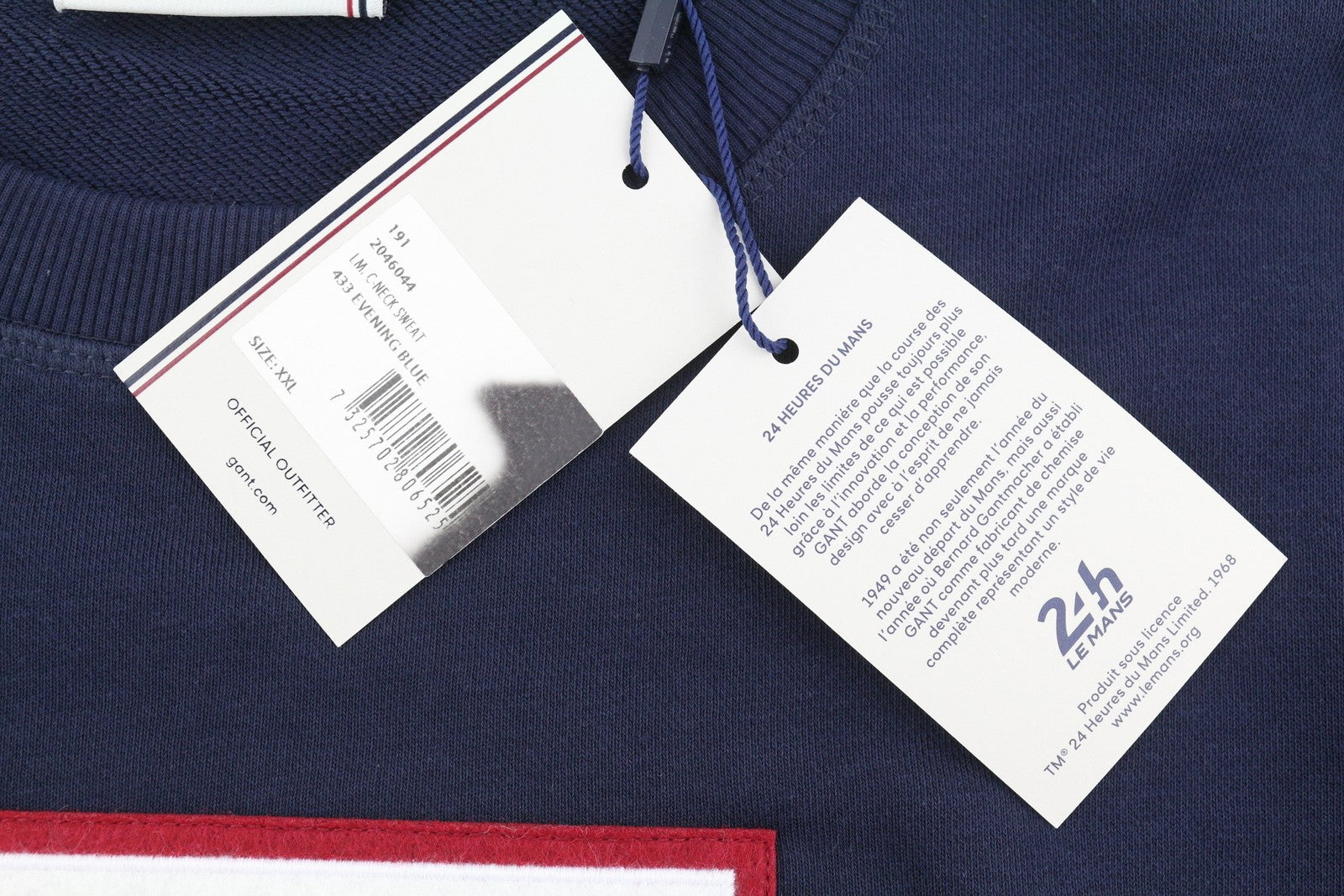 GANT X LE MANS C-Neck Men Sweatshirt 2XL Evening Blue Front Logo Pullover