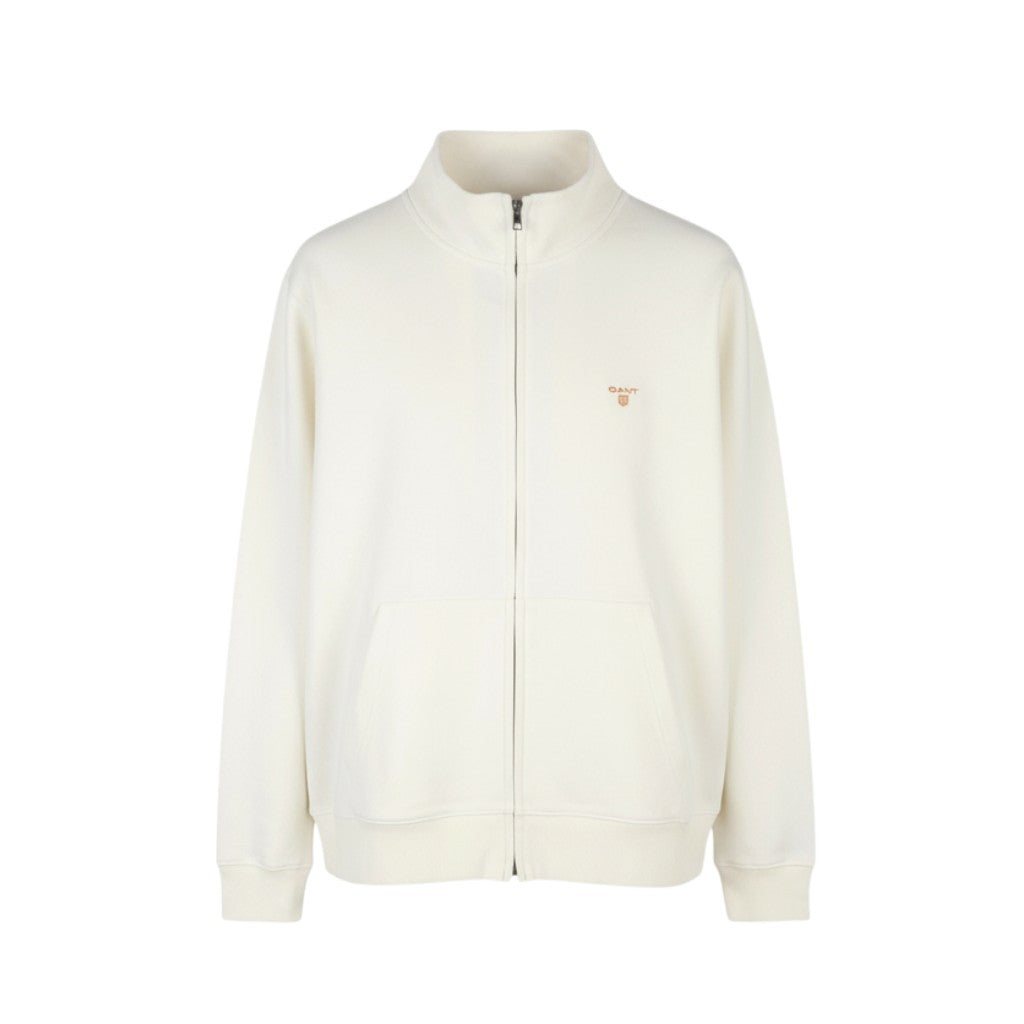 GANT Bru Original Full Zip Cardigan Men Sweatshirt 3XL Eggshell High Neck Light