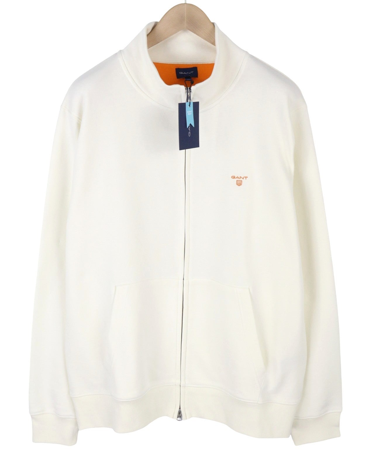 GANT Bru Original Full Zip Cardigan Men Sweatshirt 3XL Eggshell High Neck Light