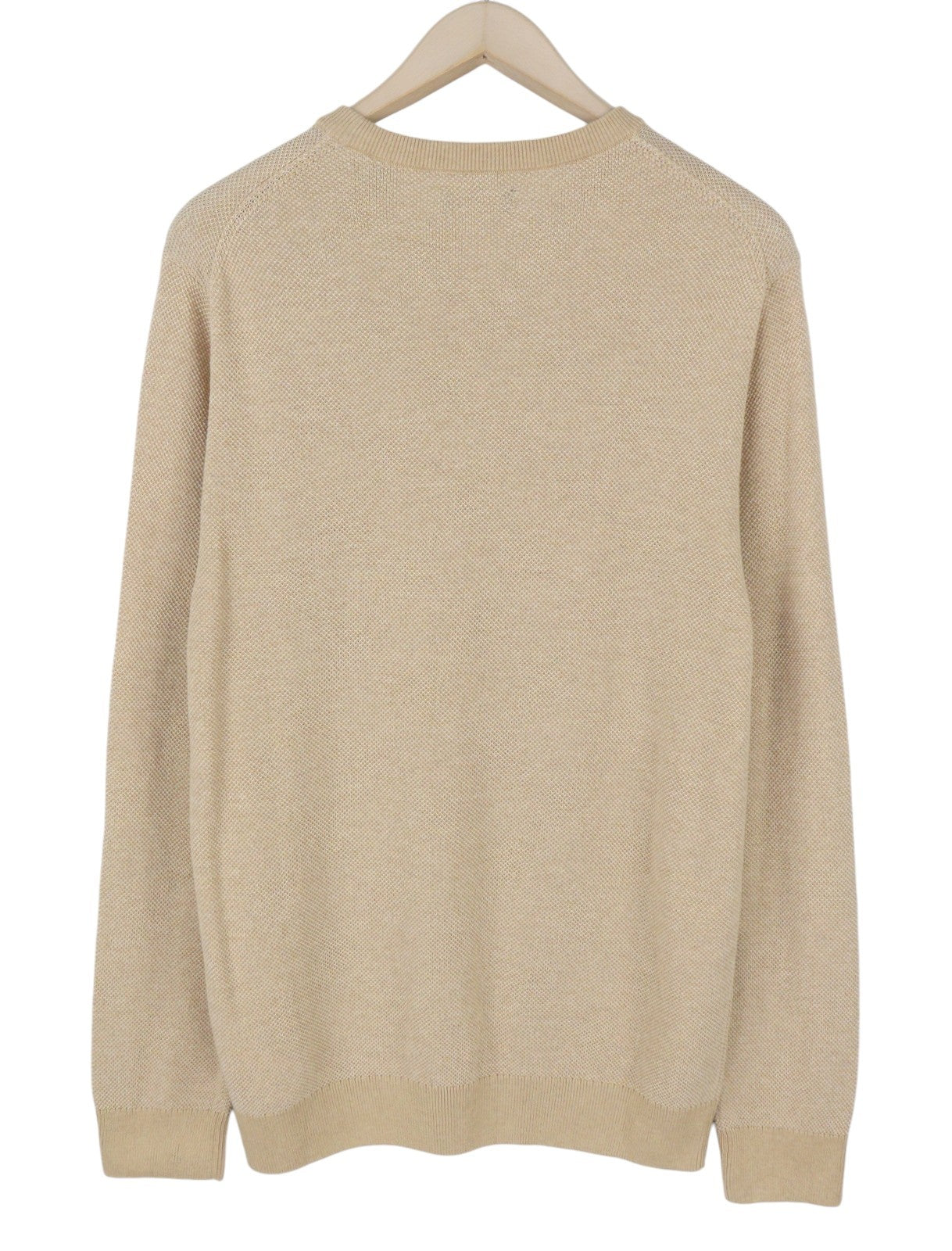 GANT Multi Texture Pique C-Neck Men Jumper L Khaki Melange Beige Knit Pullover