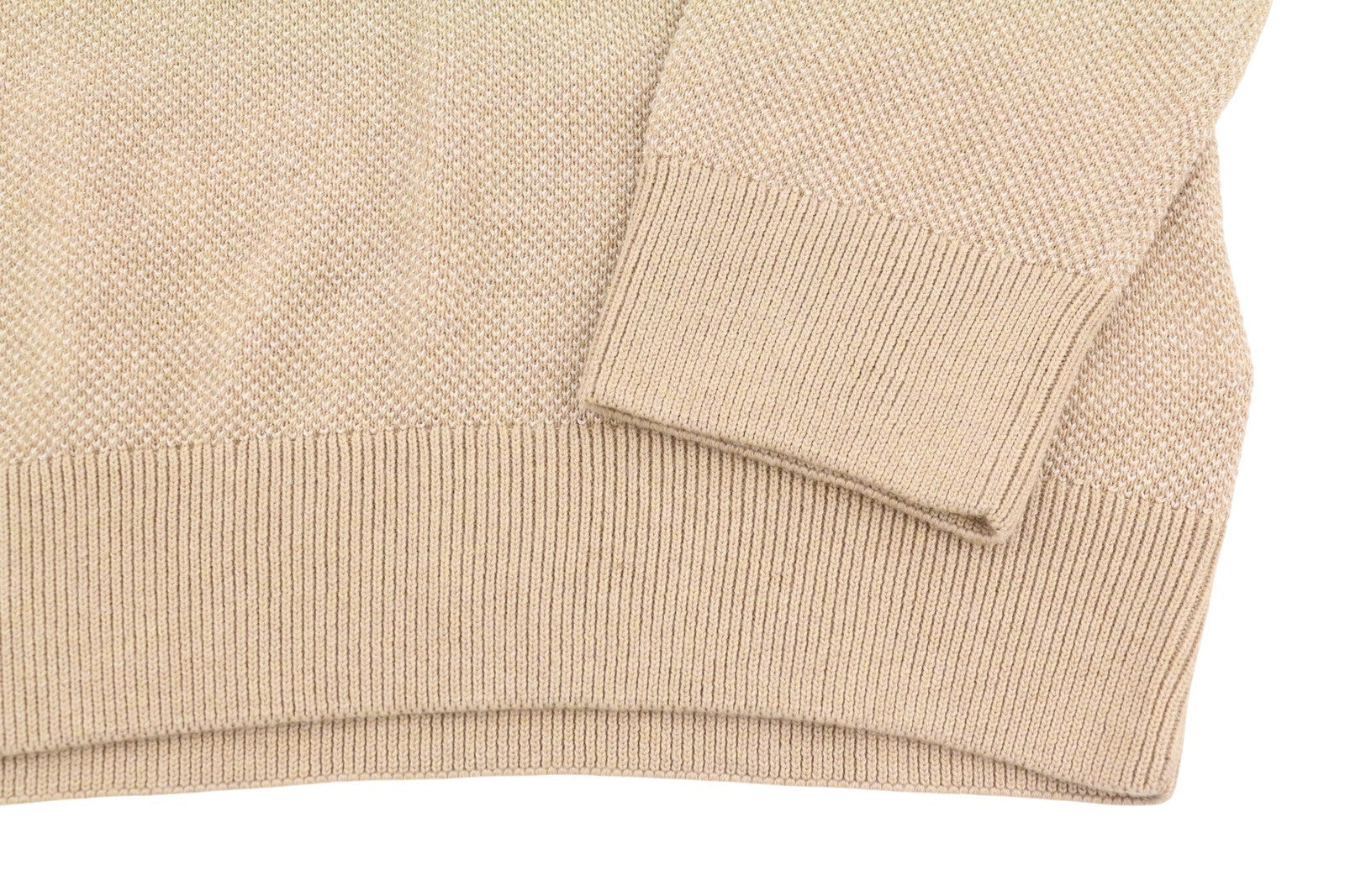 GANT Multi Texture Pique C-Neck Men Jumper L Khaki Melange Beige Knit Pullover