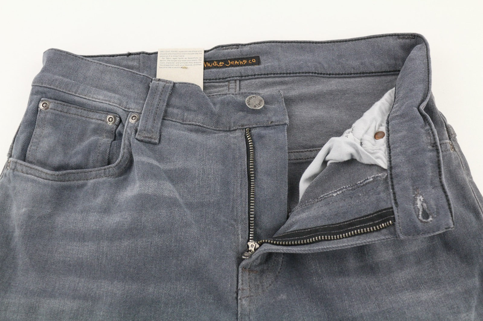 NUDIE JEANS Thin Finn Men's Jeans W30/L32 Slim Mid-Rise Grey Cotton Blend