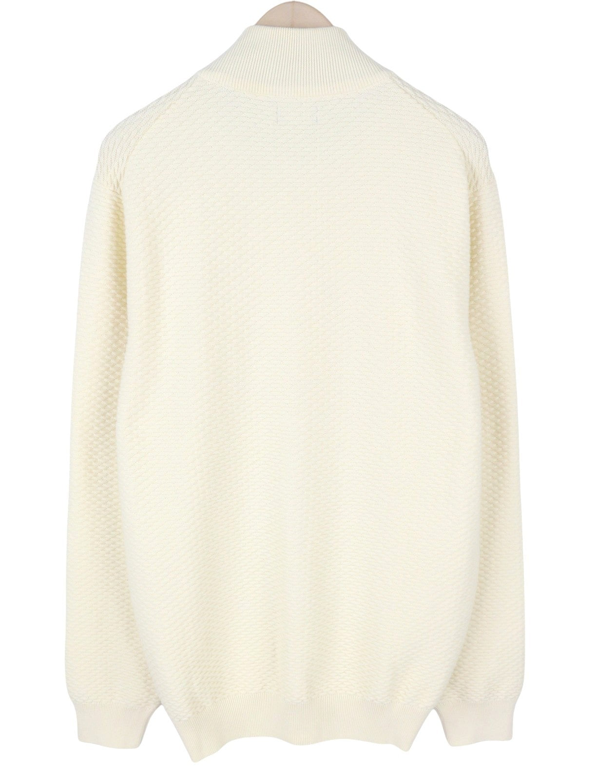 GANT Triangle Texture Full Zip Men Jumper XL Cream High Neck Knitted Stretch