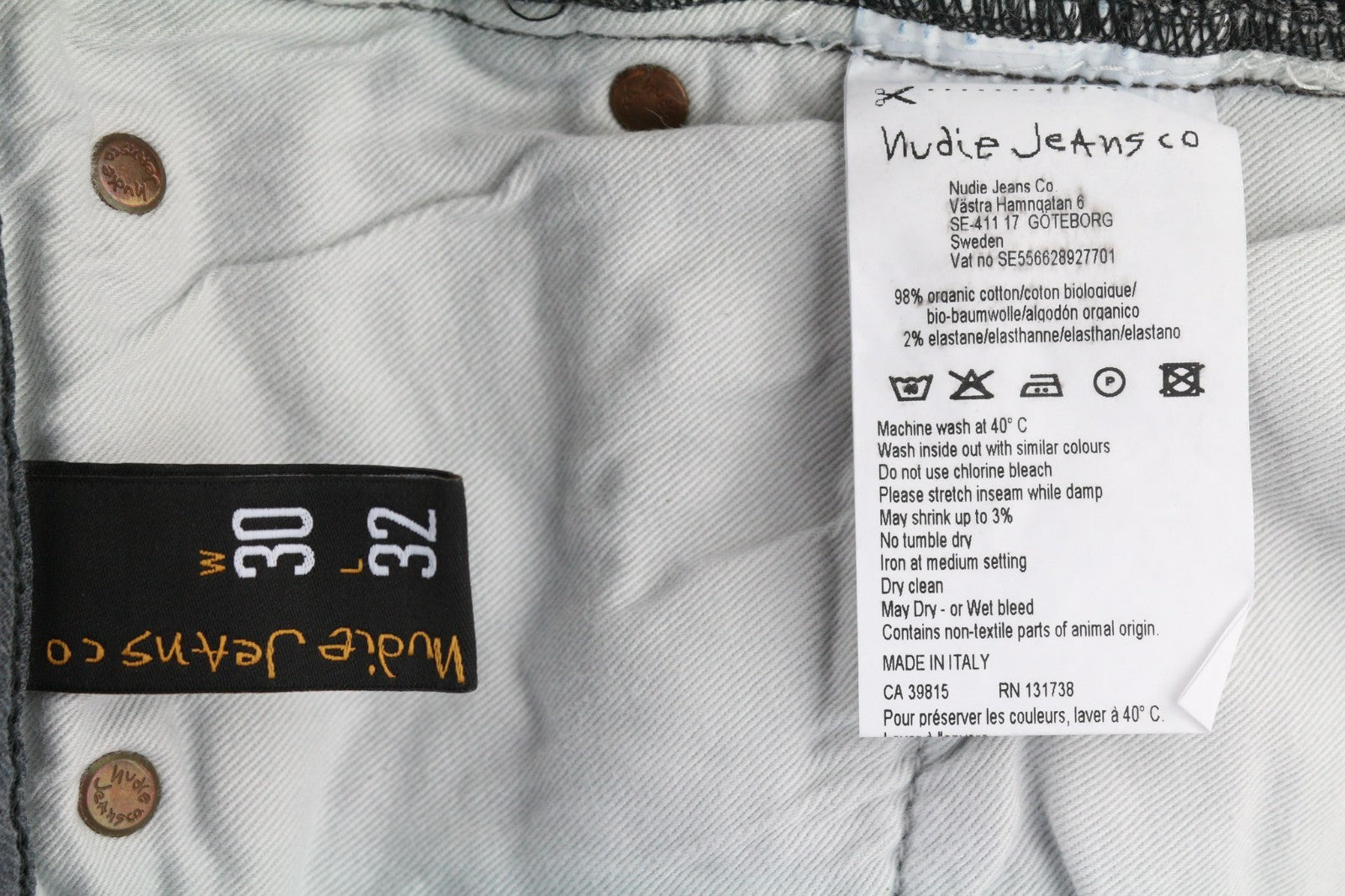 NUDIE JEANS ploni vyriški Finn džinsai W30/L32 Slim Fit vidutinio liemens pilki tamprūs 