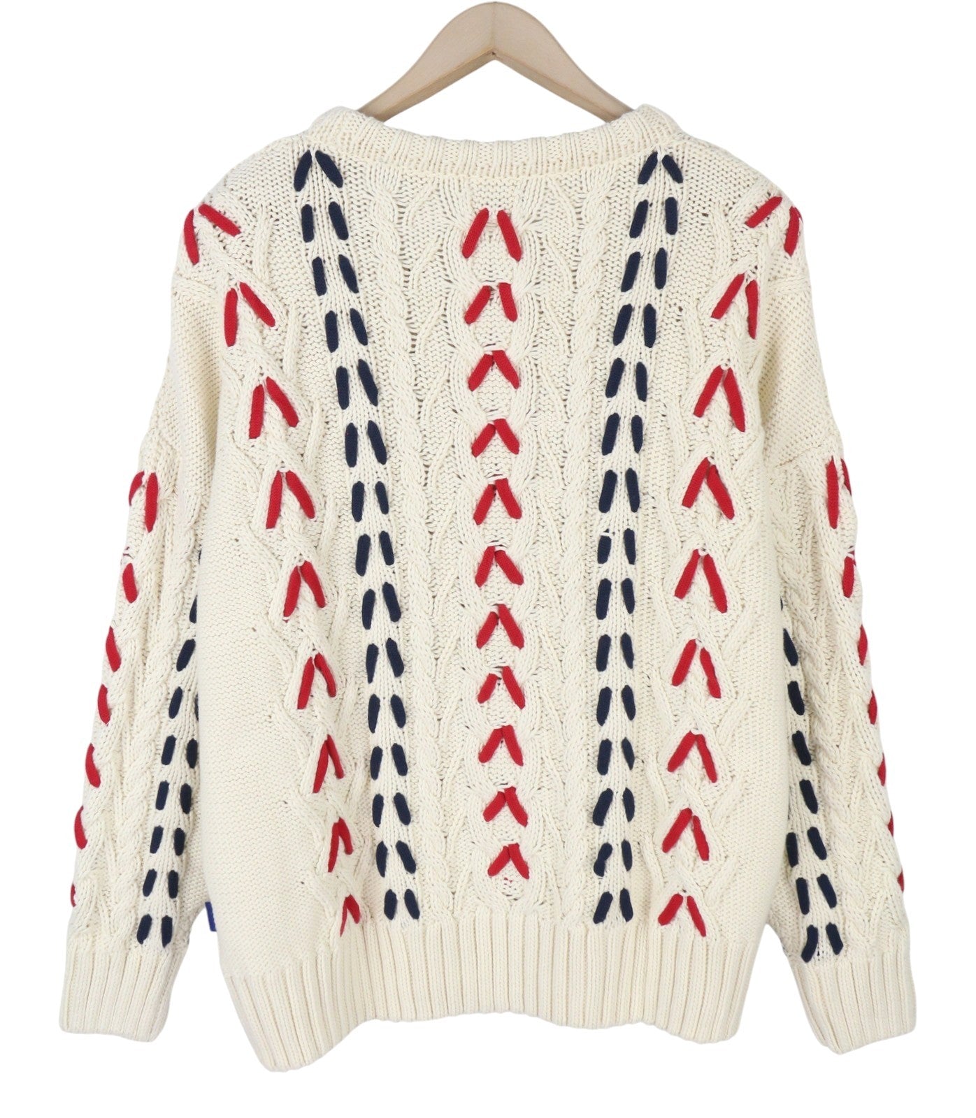 GANT Chunky Cable C-Neck Men Jumper XL Cream Wool Knit Thick Pullover RRP299