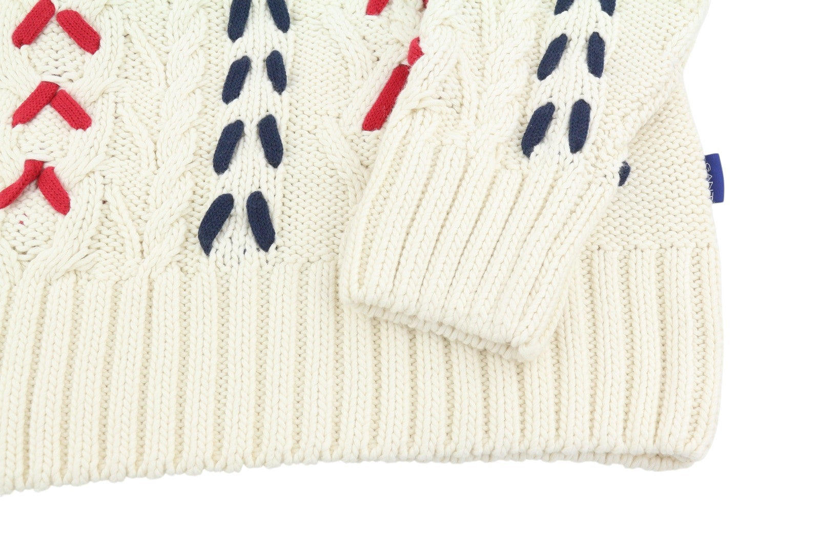 GANT Chunky Cable C-Neck Men Jumper XL Cream Wool Knit Thick Pullover RRP299