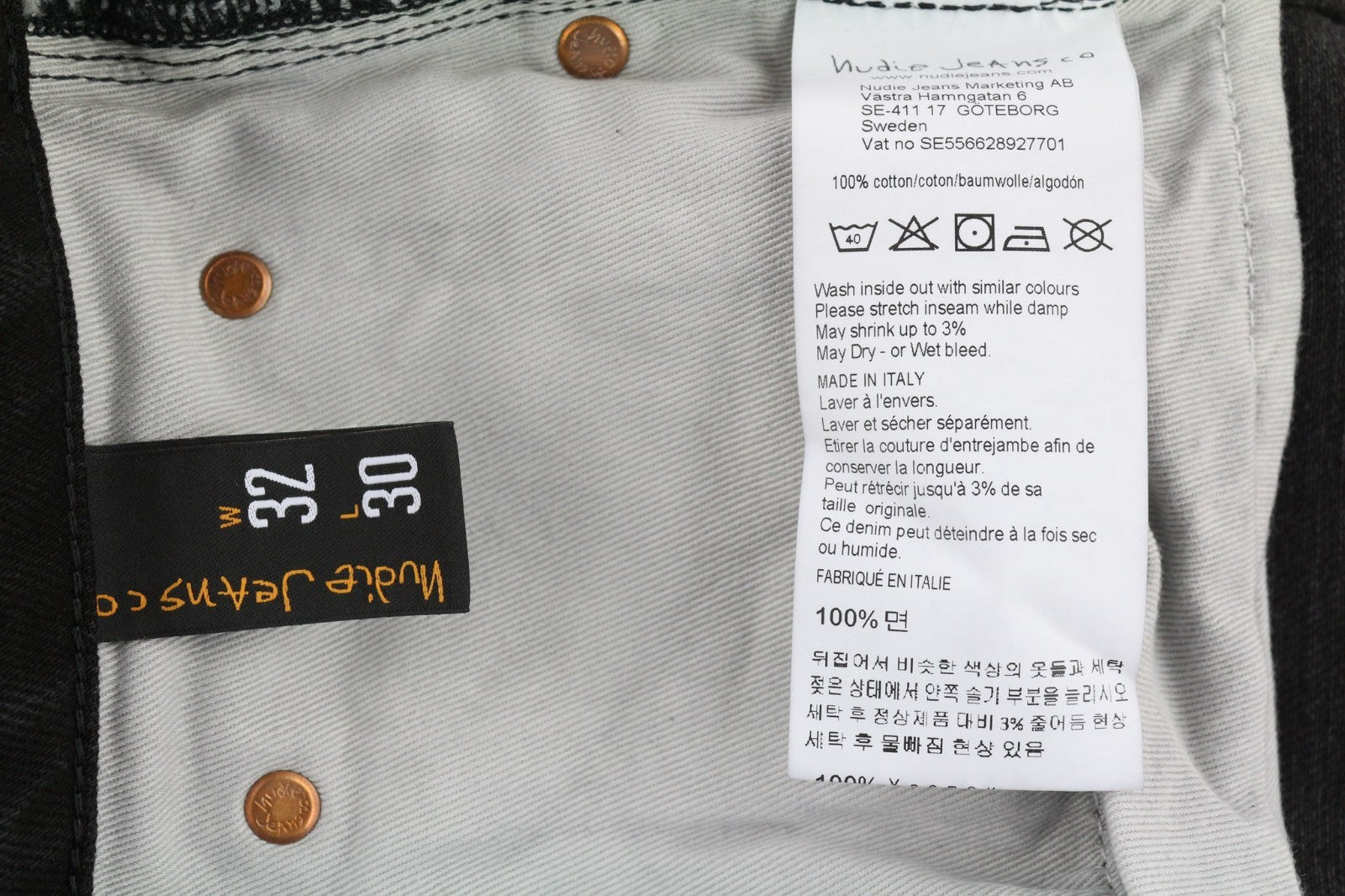 NUDIE JEANS Breezy Britt vyriški džinsai W32/L30 juodi skalbti medvilniniai džinsai su užtrauktuku 