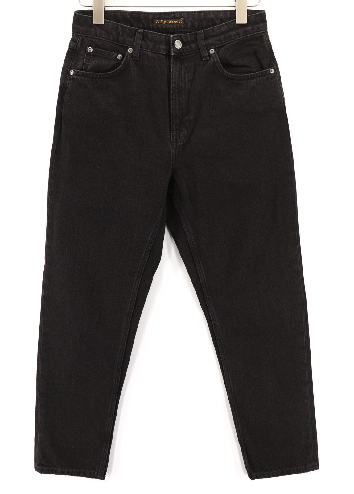 NUDIE JEANS Breezy Britt Men's Jeans W29/L28 Black Faded Zip Logo Denim